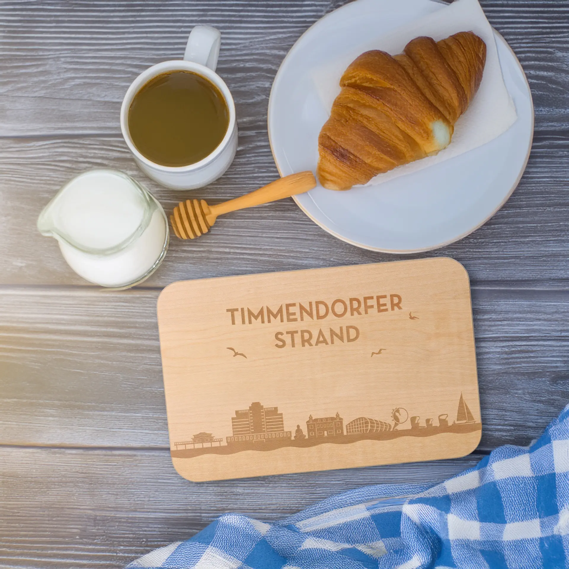 Frühstücksbrett Skyline Timmendorfer Strand 23cm x 15cm x 1cm