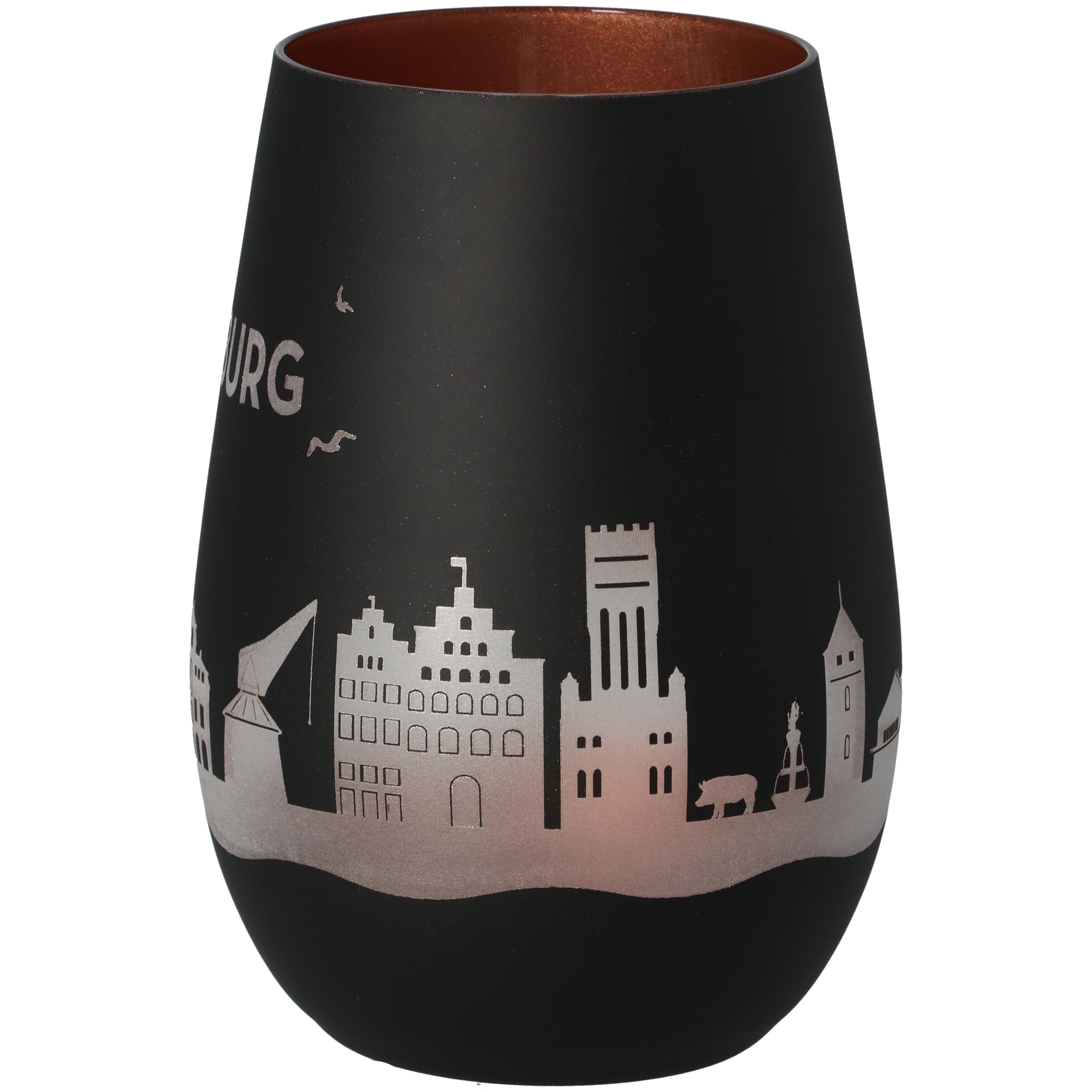 Windlicht Skyline Lüneburg Schwarz/Bronze Töpferei, Krug, Vase