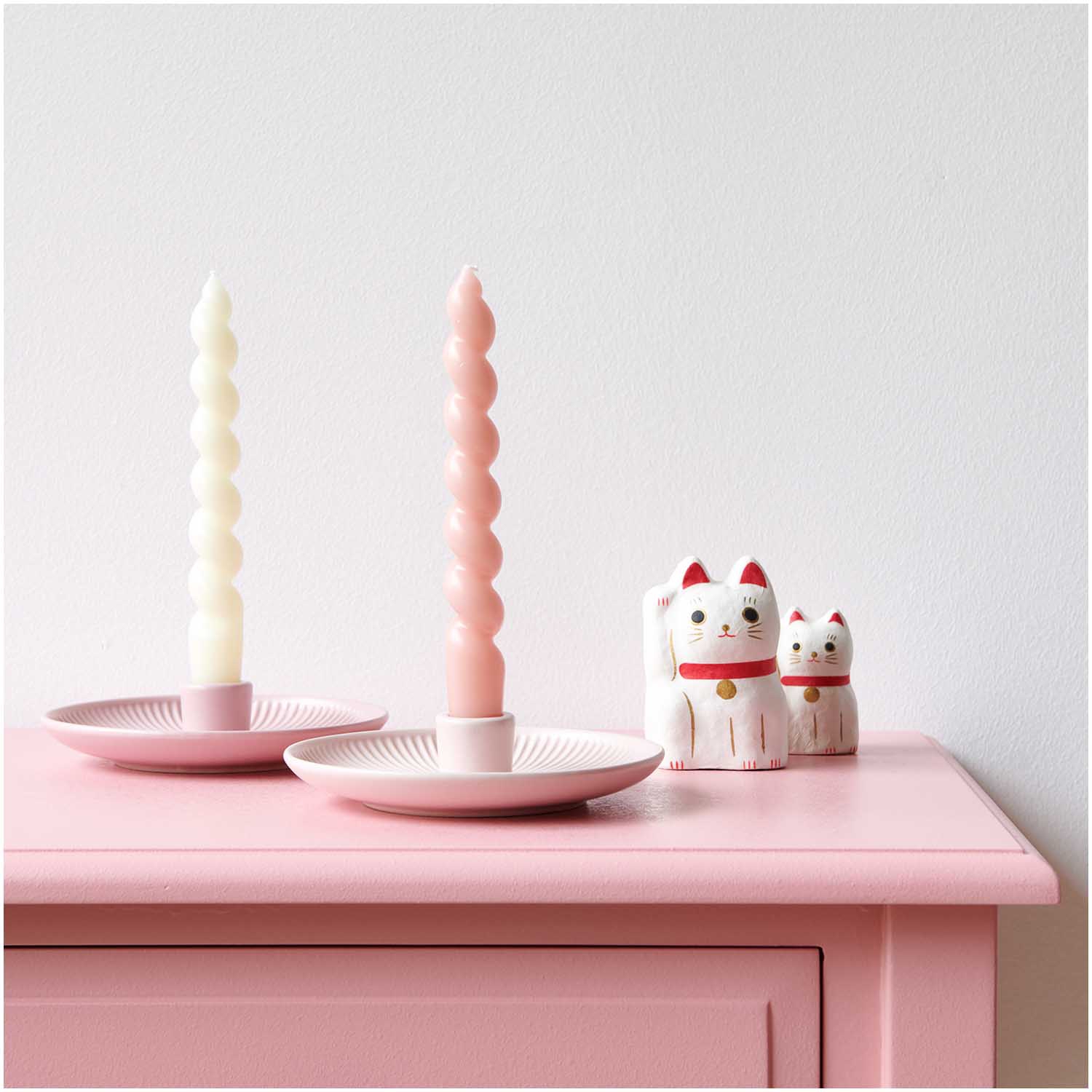 Kerzenständer aus Porzellan - Rosa - 15,5 cm Ø