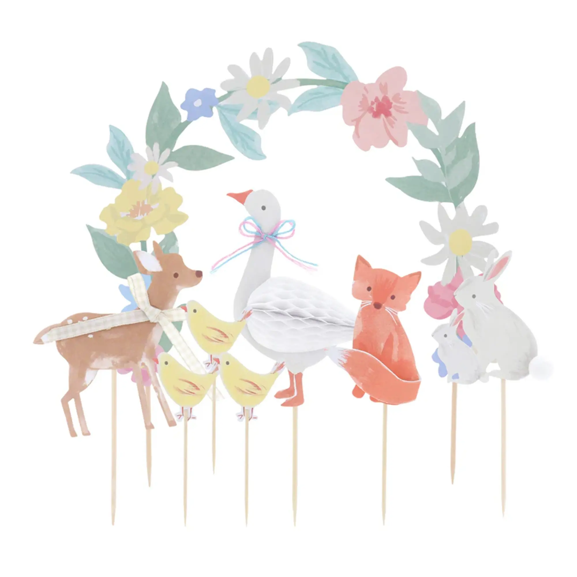Party-Picker, Tier-Set, Schmetterlingsring, Stofffiguren, Pastellfarben