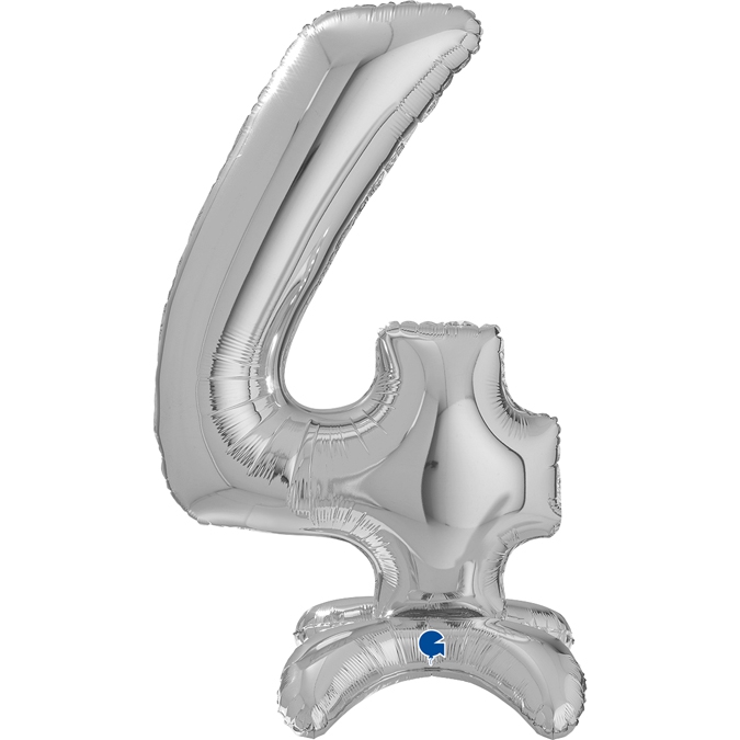 Folienballon Zahl 4 Silber, 65cm