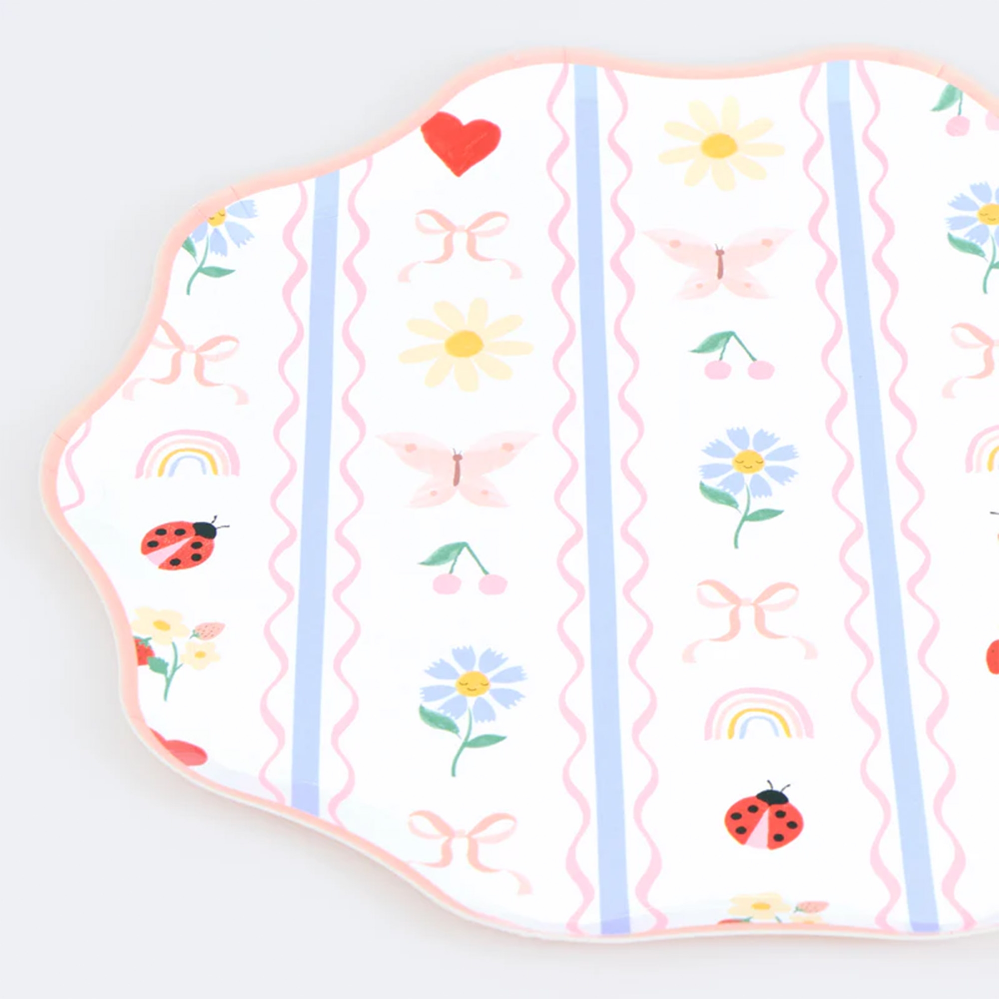 Kinderdecke, Blumenmuster, Schmetterling, Regenbogen, rosa