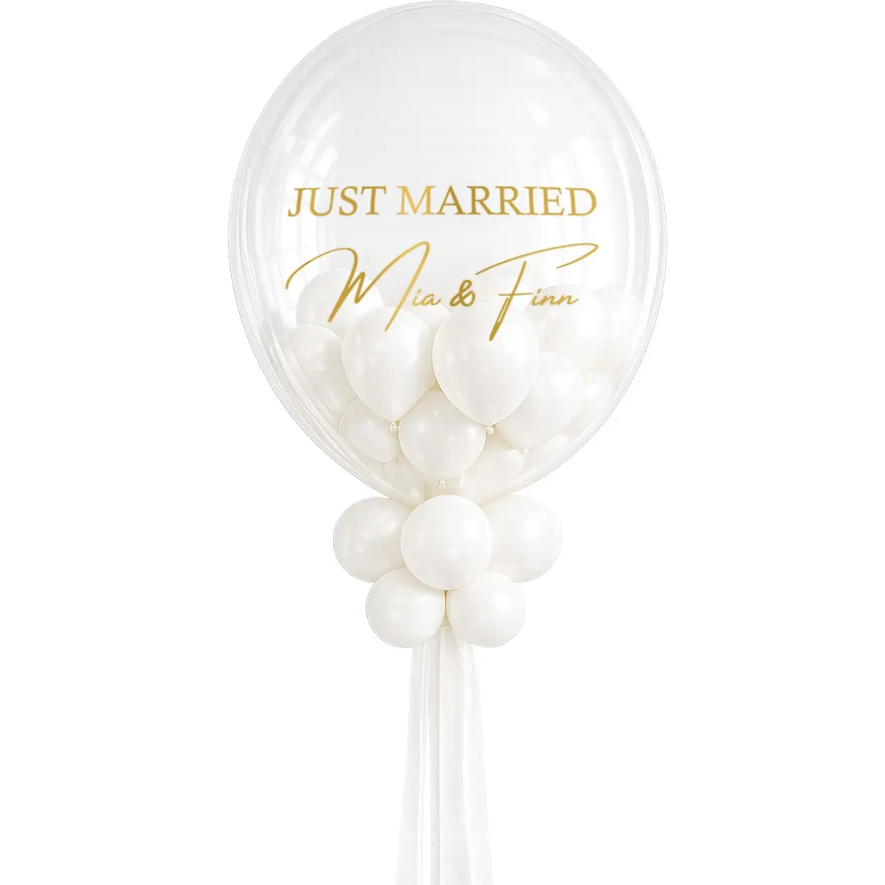 balloon, klarer ballon, weiße ballon, ballon bouquet, just married deko