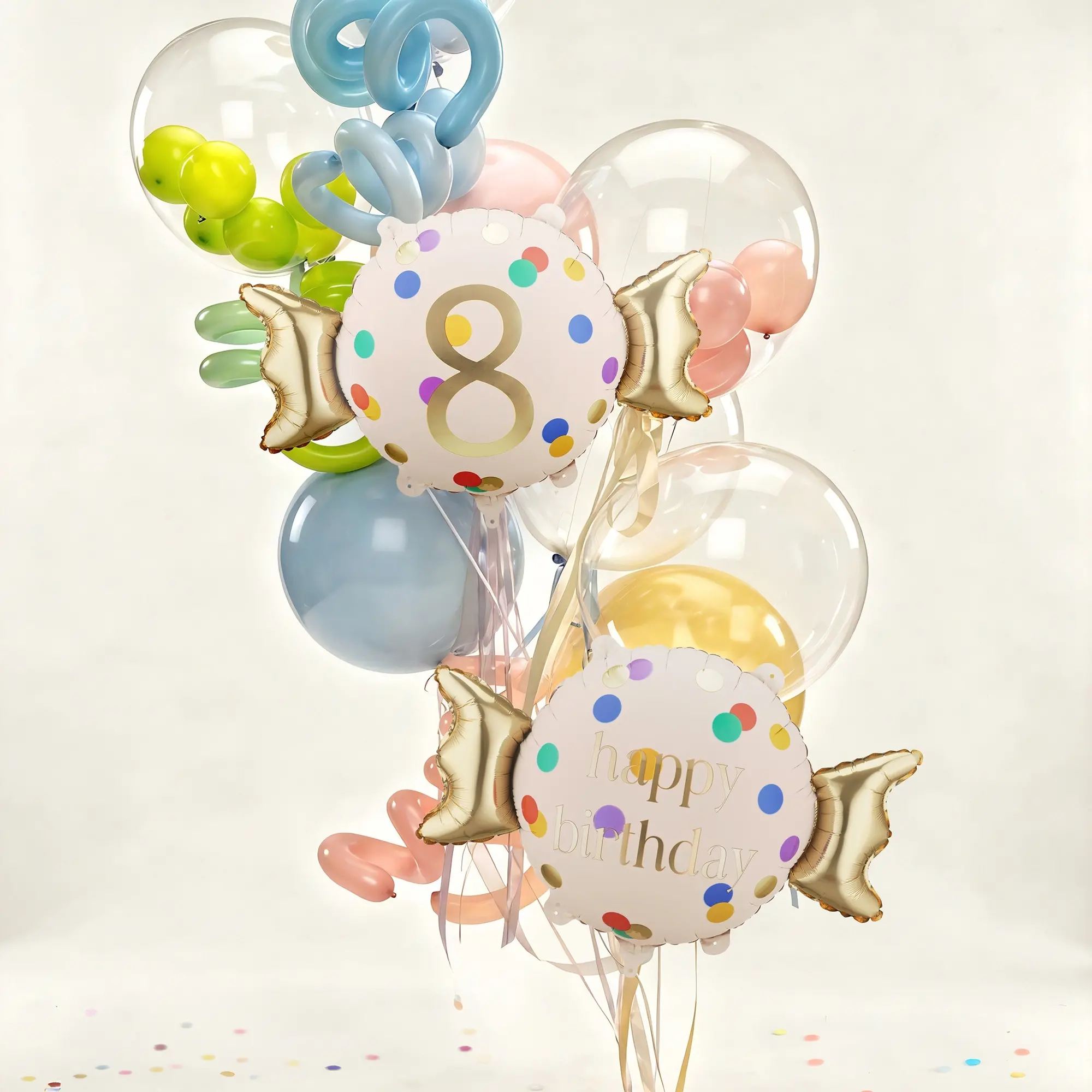balloons, birthday, deko, ballon bouquet, acht balloon