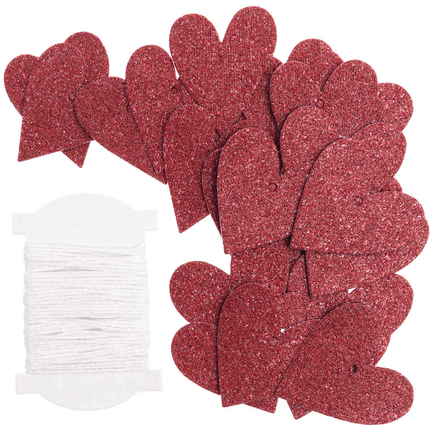 24 Papieranhänger "Glitzerherzen", Rot 24 Papieranhänger "Glitzerherzen", Rot