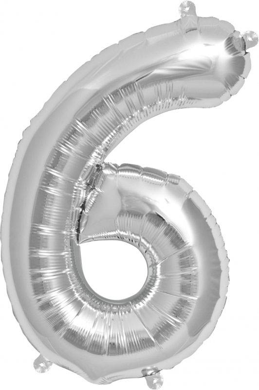 Luftballon Zahl 6 Silber 40cm Luftballon Zahl 6 Silber 40cm