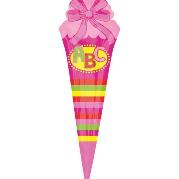 Folienballon ABC Schultüte Pink 25x76cm Folienballon ABC Schultüte Pink 25x76cm