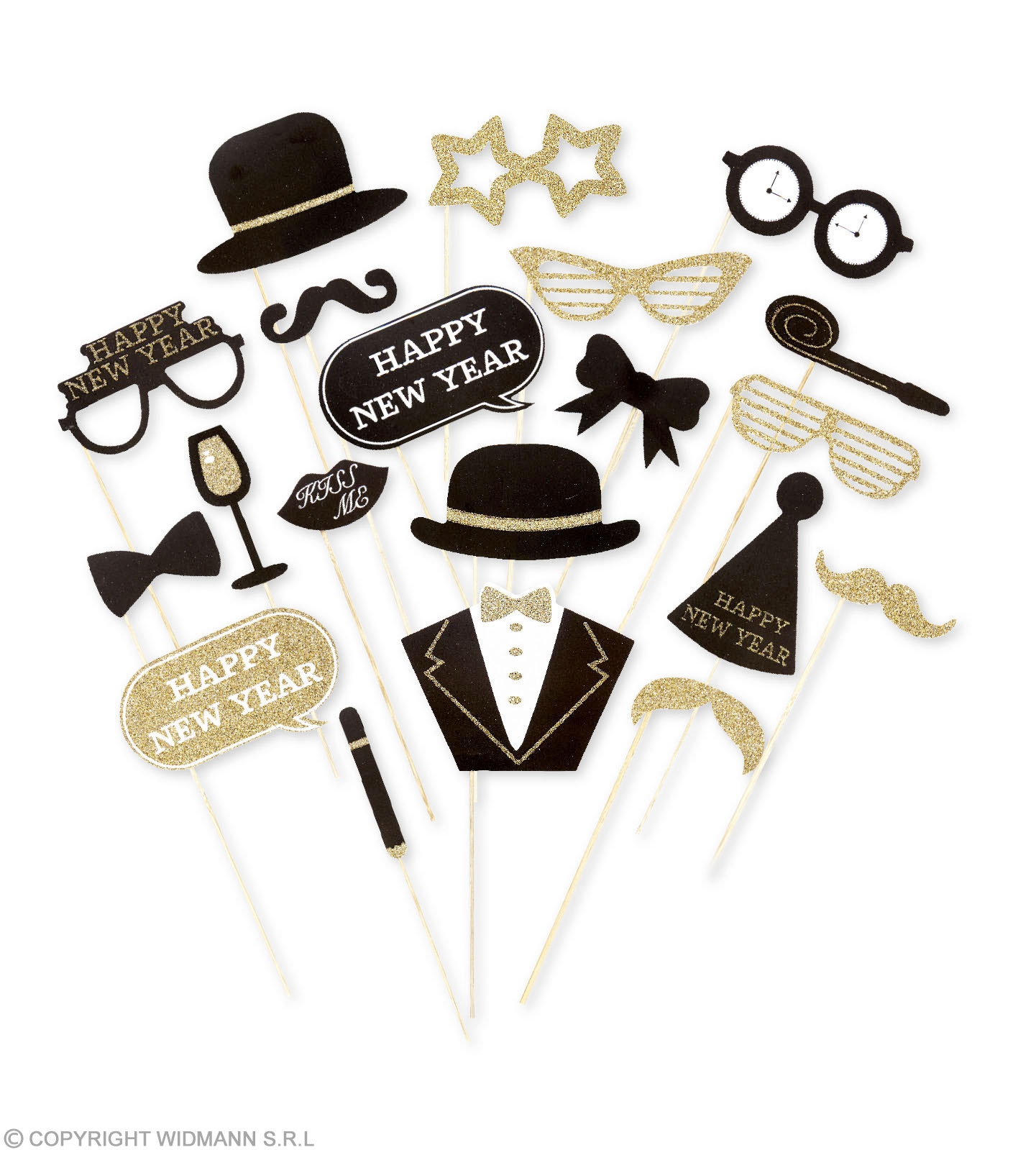 Silvester - Requisiten für Fotobox, 20 teilig Silvester - Requisiten für Fotobox, 20 teilig