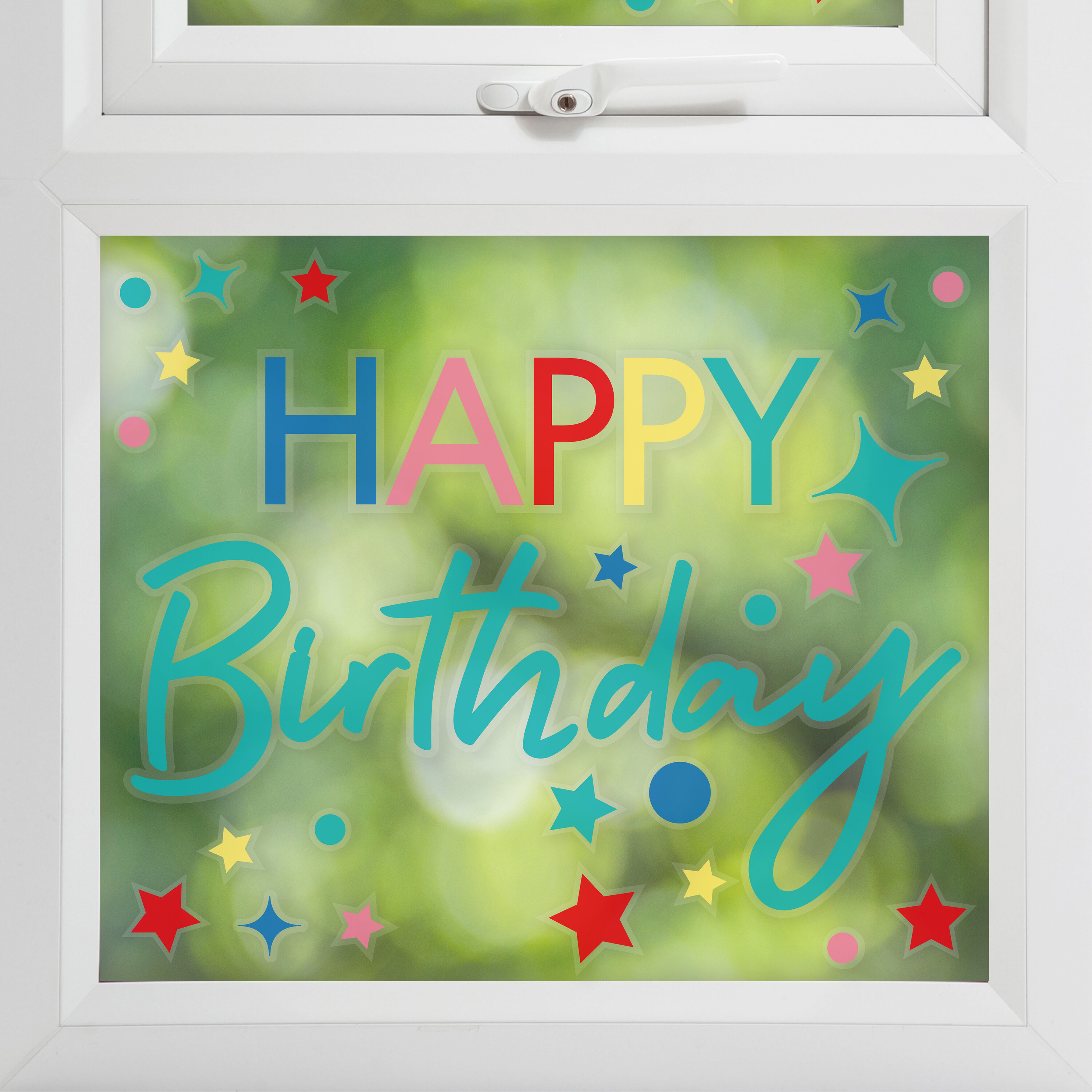 Fenster Sticker "Happy Birthday" Bunt