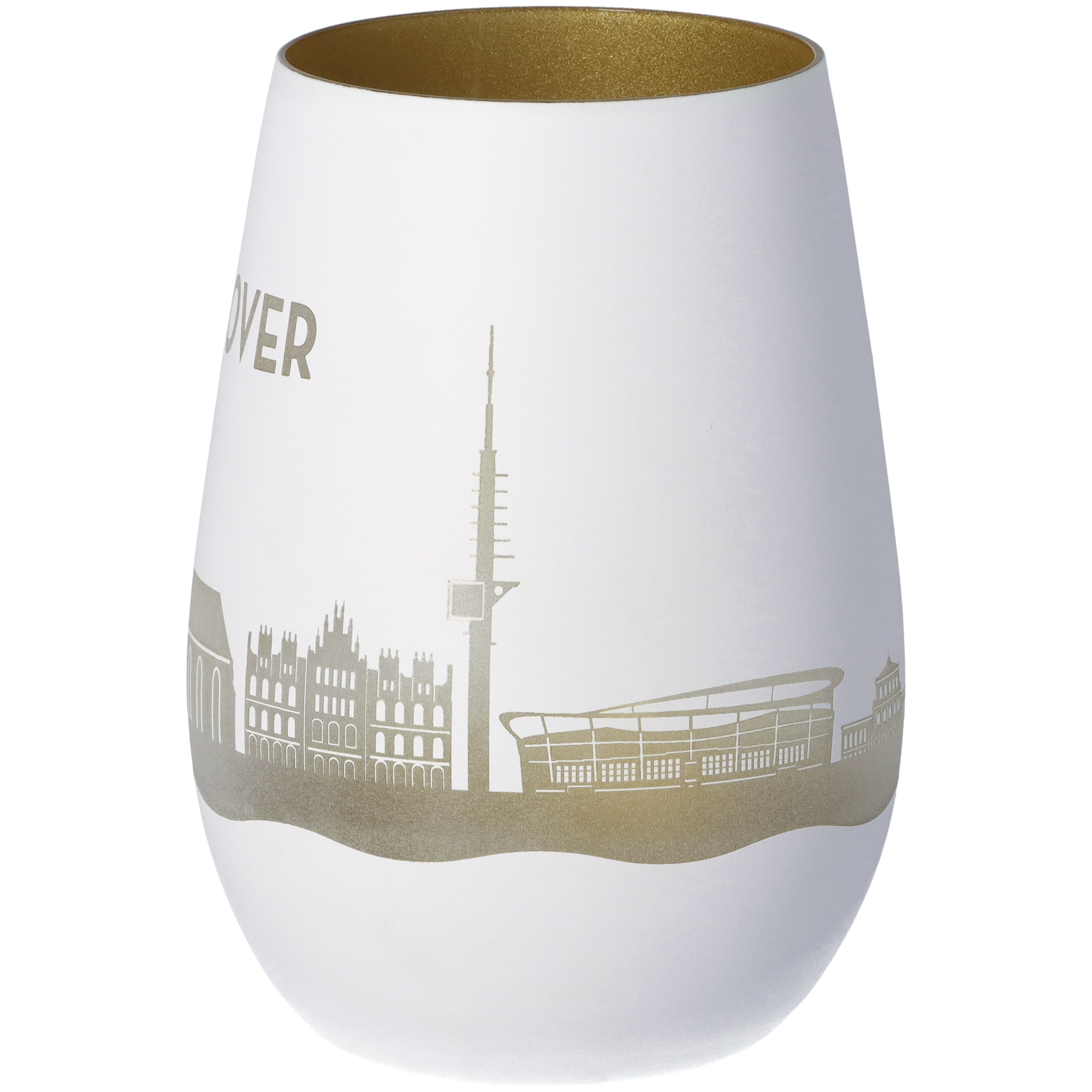 Windlicht Skyline Hannover Weiß/Gold Windlicht Skyline Hannover Weiß/Gold