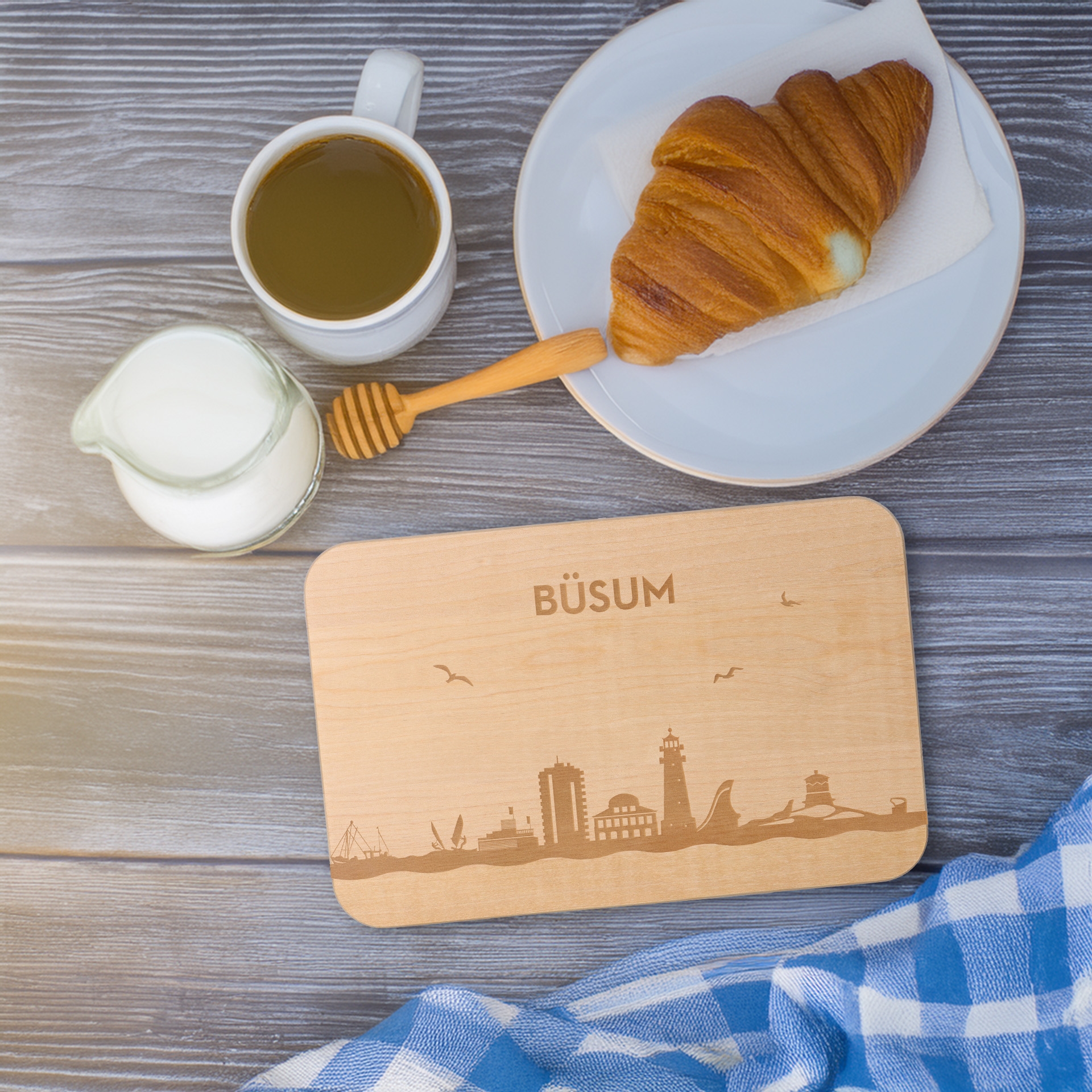 Frühstücksbrett Skyline Büsum 23cm x 15cm x 1cm Essen, Brot