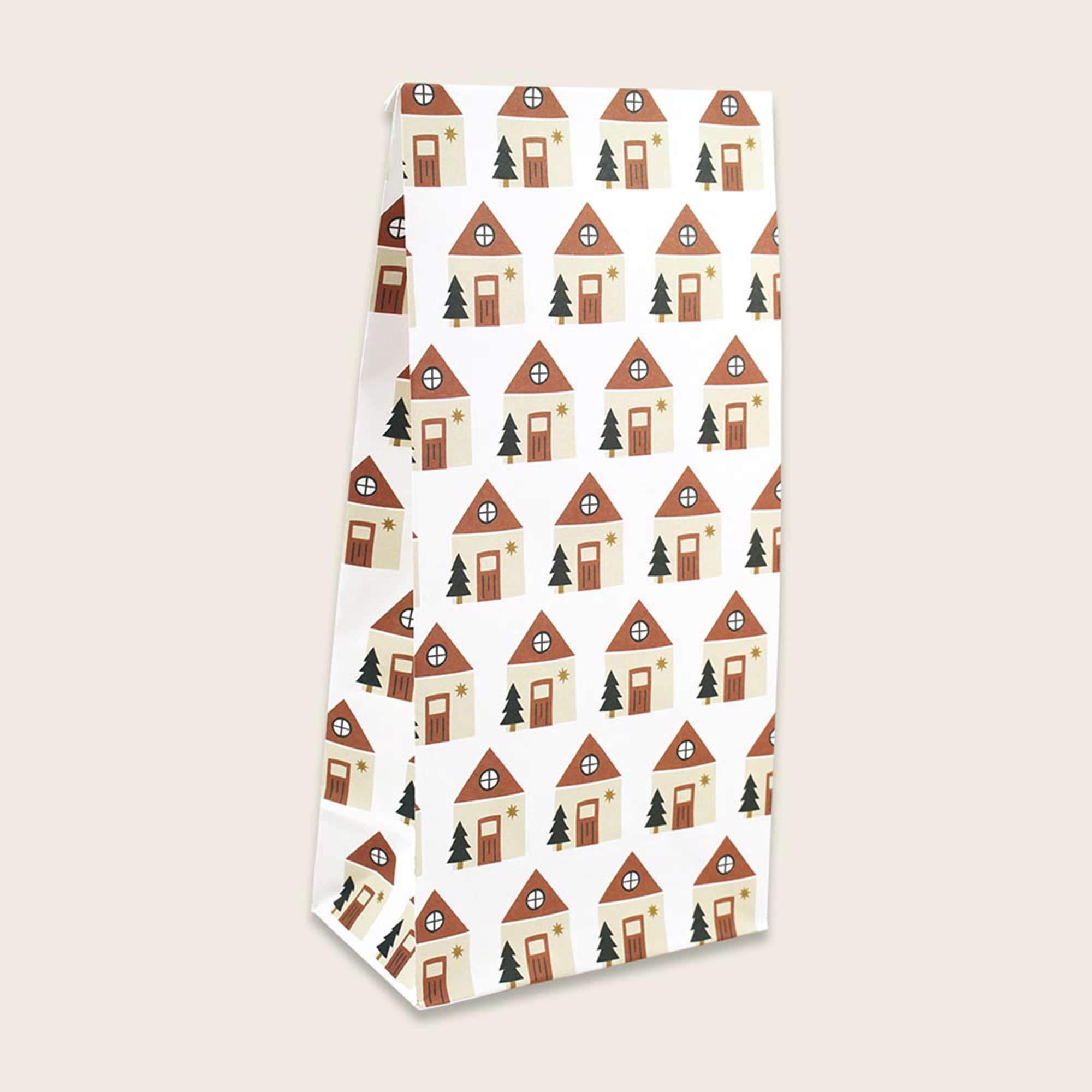 Geschenkpapiertüte Weihnachten "Häuser" 27 cm