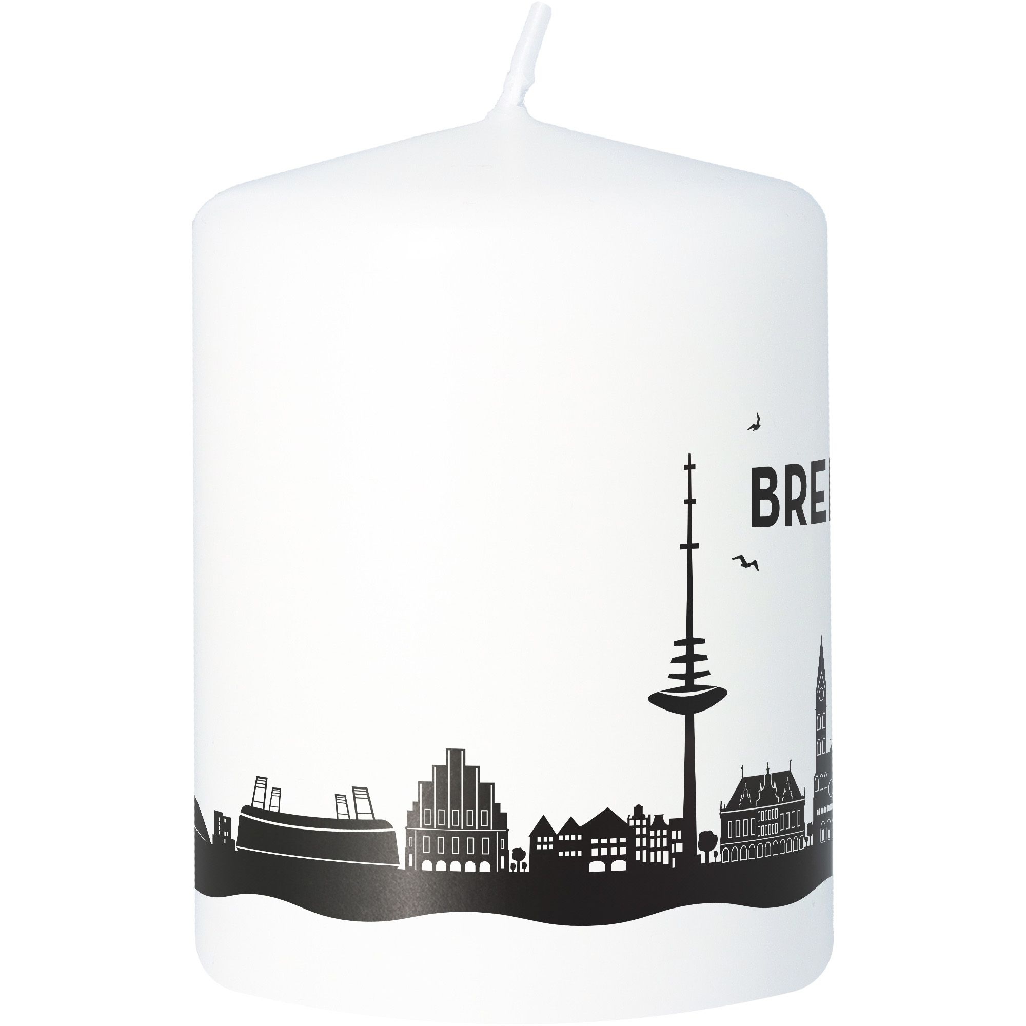 Stumpenkerze Skyline Bremen Weiß Stumpenkerze Skyline Bremen Weiß