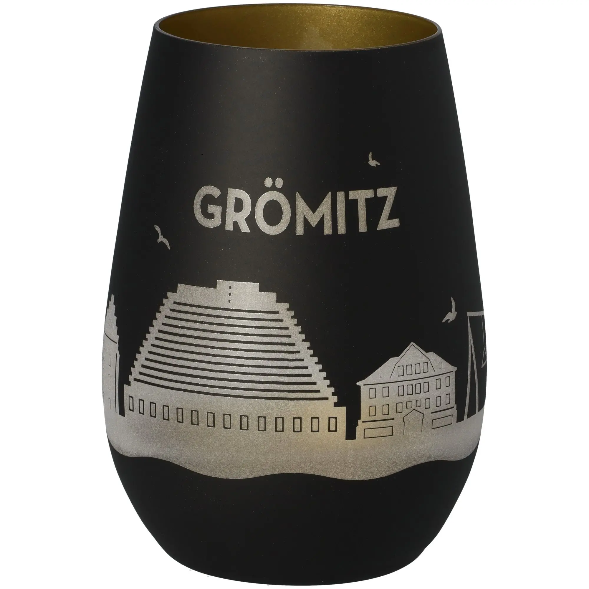 Windlicht Skyline Grömitz Schwarz/Gold