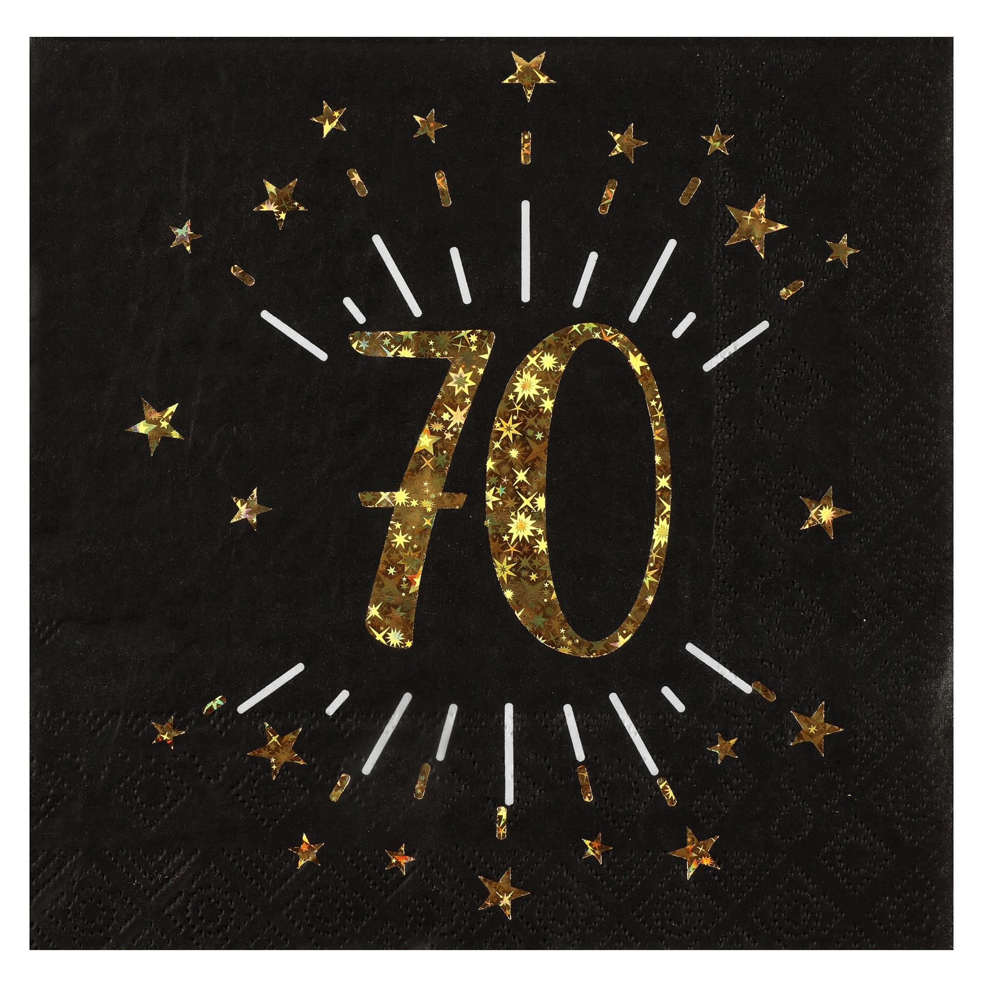 70. Geburtstag - 10 Servietten, Schwarz/Gold