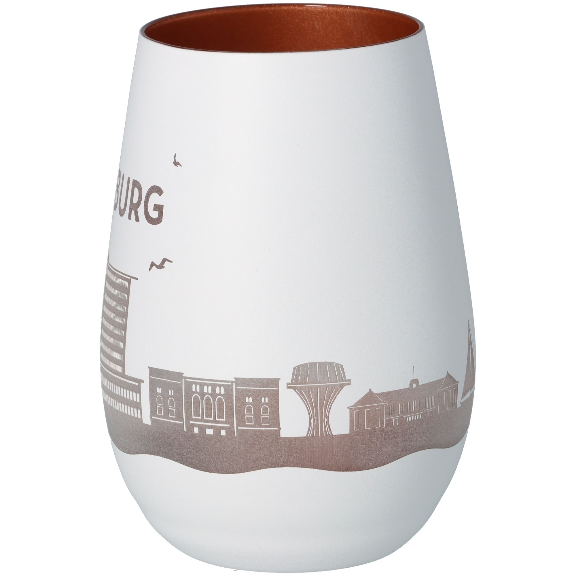 Windlicht Skyline Flensburg Weiß/Bronze Windlicht Skyline Flensburg Weiß/Bronze