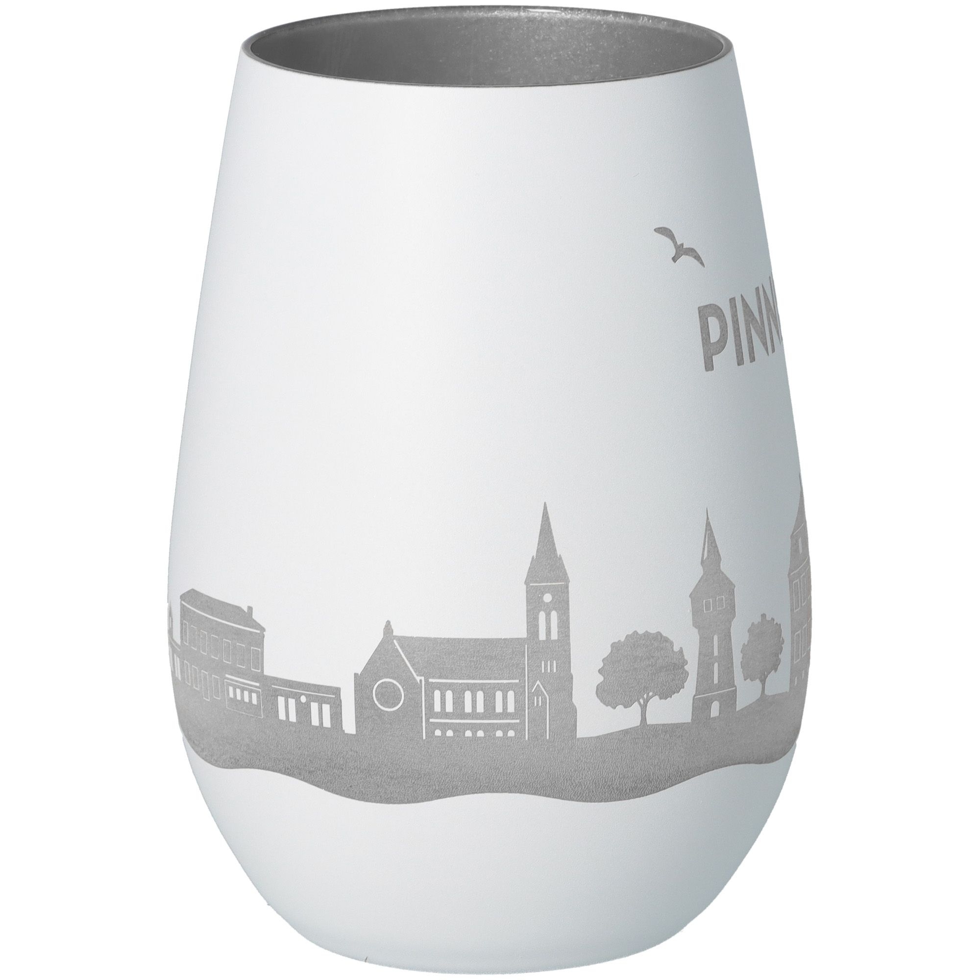 Windlicht Skyline Pinneberg Weiß/Silber Töpferei, Krug, Vase, Glas, Porzellan