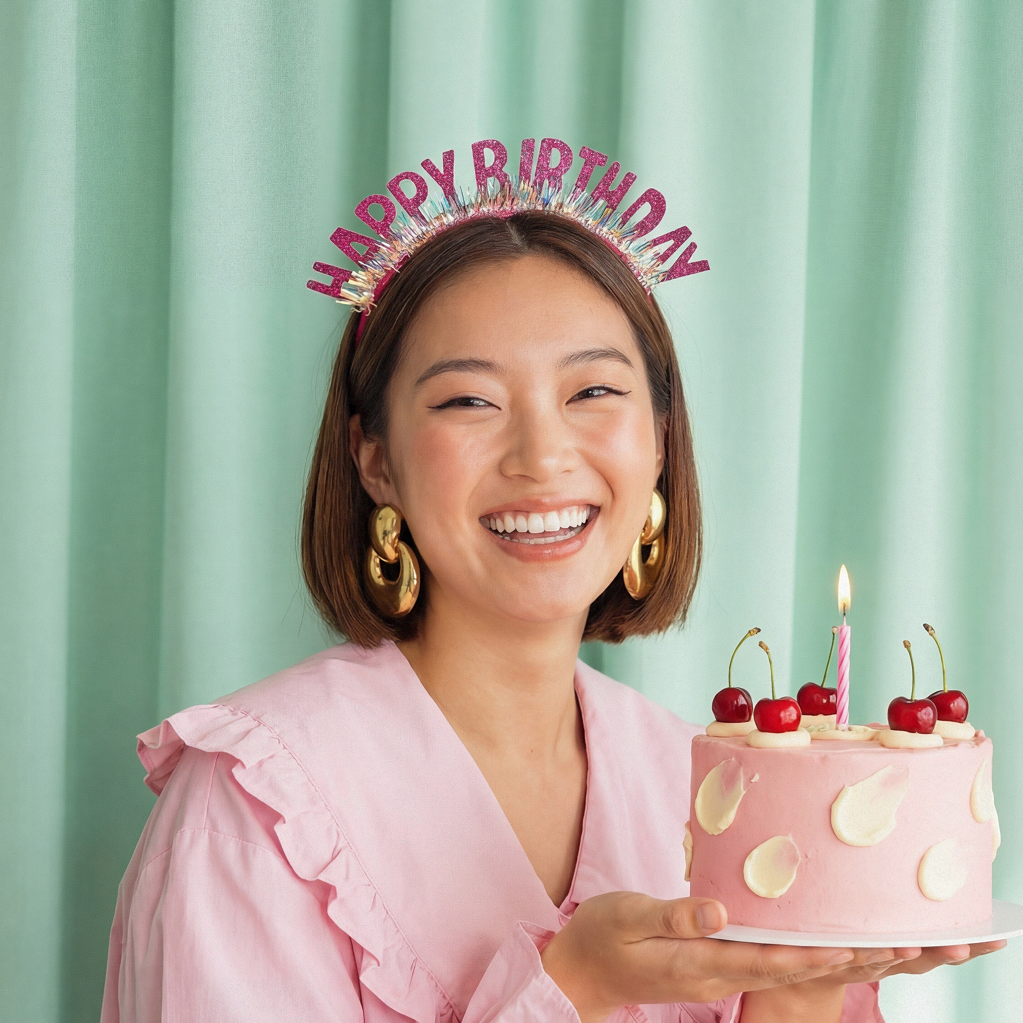 birthday, Kuchen, Pink, Mädchen, Haarreif