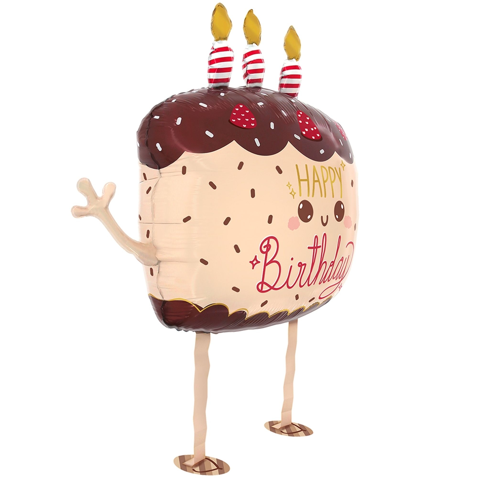 Folienballon Pet Walker "Kawaii Cake" 80cm Geburtstagstorte, Torte, Sahne, Essen, Menschen