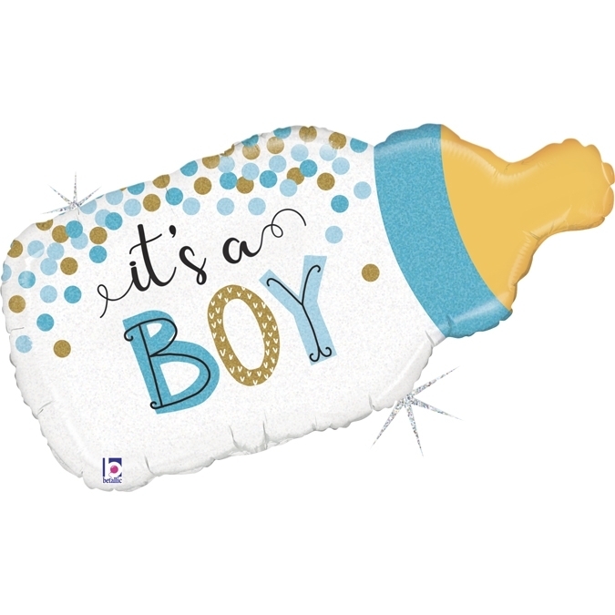 Folienballon Fläschchen "it's a Boy" holografisch 84cm