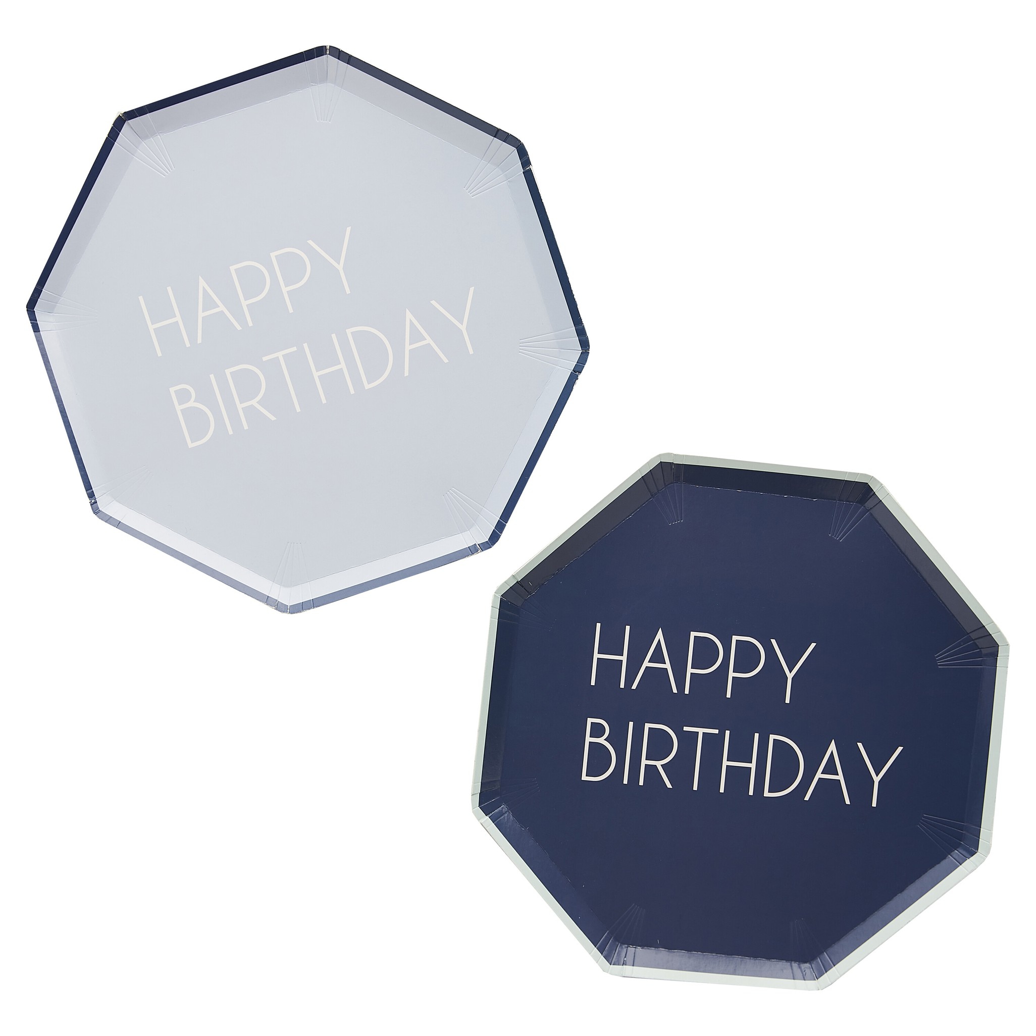 8 Pappteller "Happy Birthday", Blau 100% umweltfreundlich