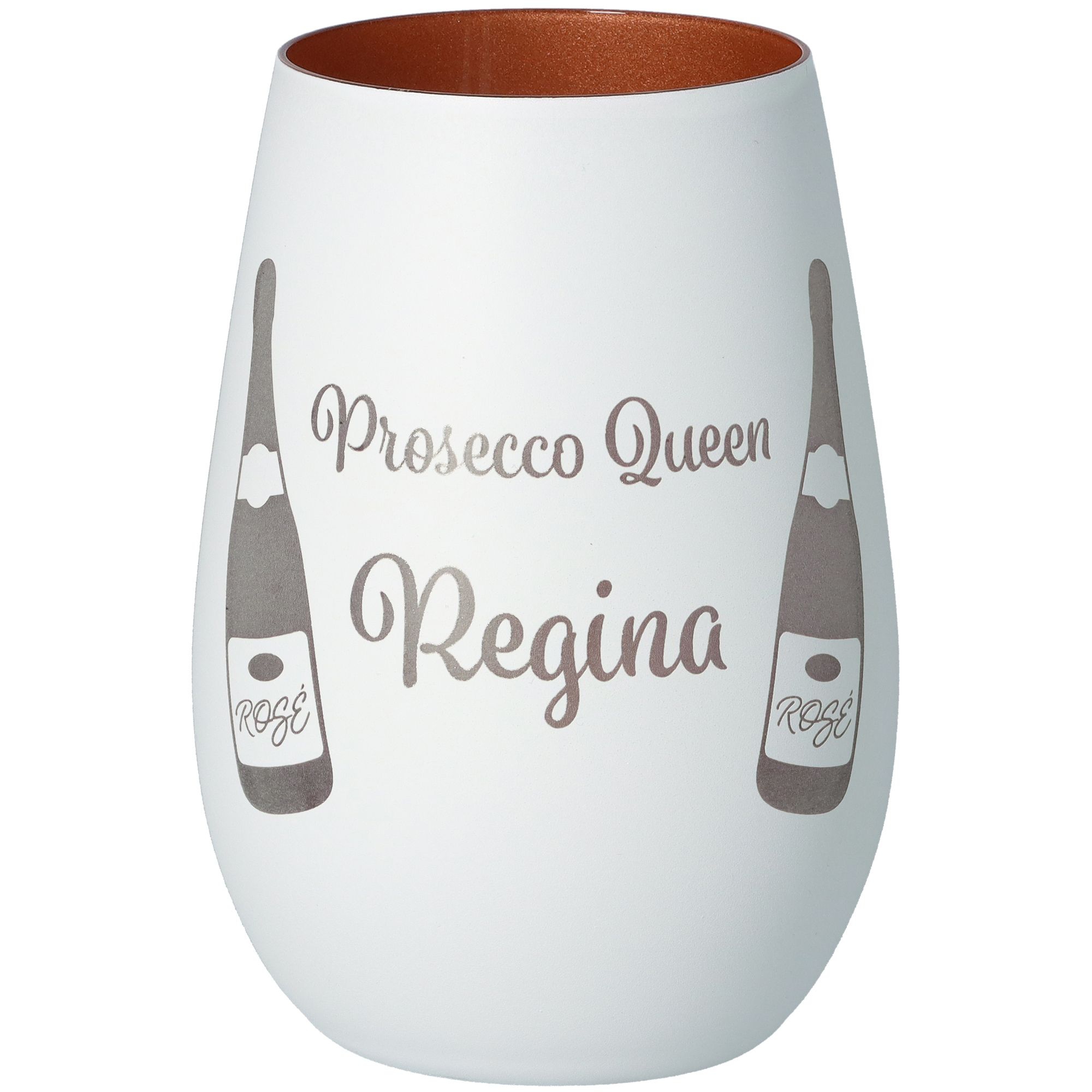 Windlicht Prosecco Queen "Name" Weiß/Bronze Windlicht Prosecco Queen "Name" Weiß/Bronze