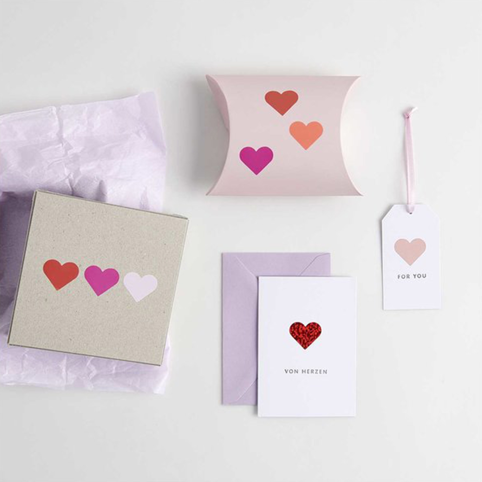 Sticker Herzen, Rosa/Rot-Holografisch, 120 Stk.