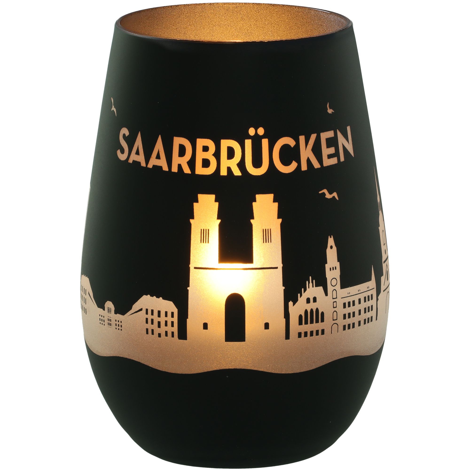 Windlicht Skyline Saarbrücken Schwarz/Silber Lampe, Lampenschirm