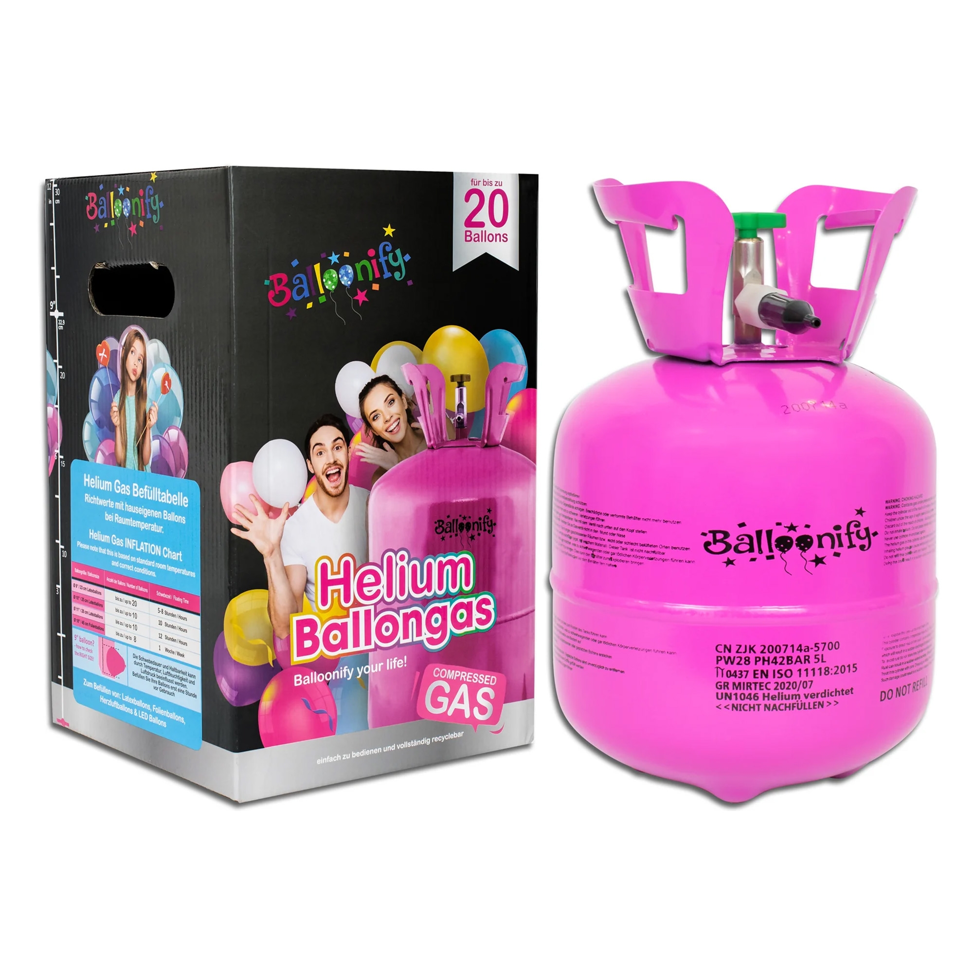 Helium Einweg-Flasche 0,140 m³ Helium Einweg-Flasche 0,140 m³