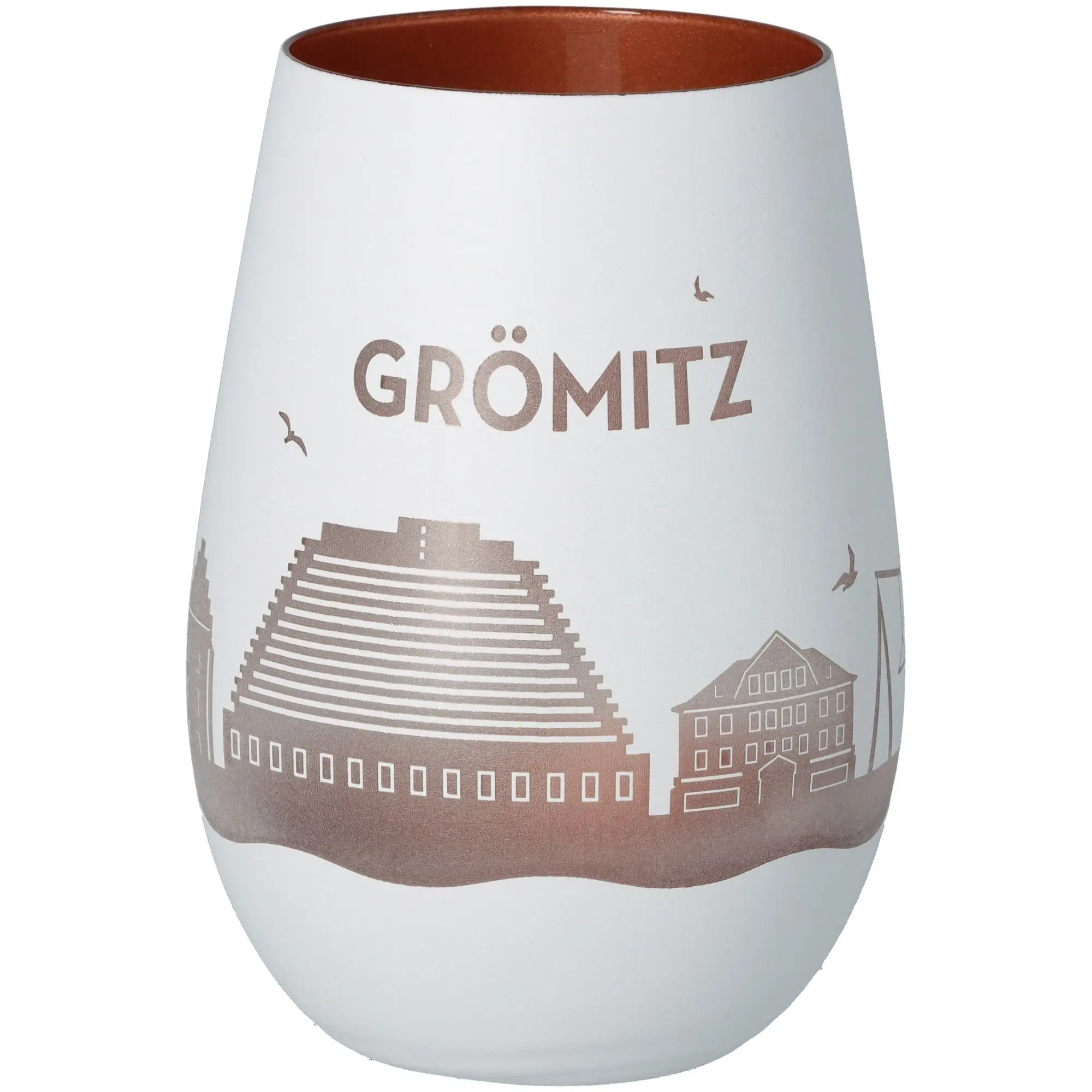 Windlicht Skyline Grömitz Weiß/Bronze