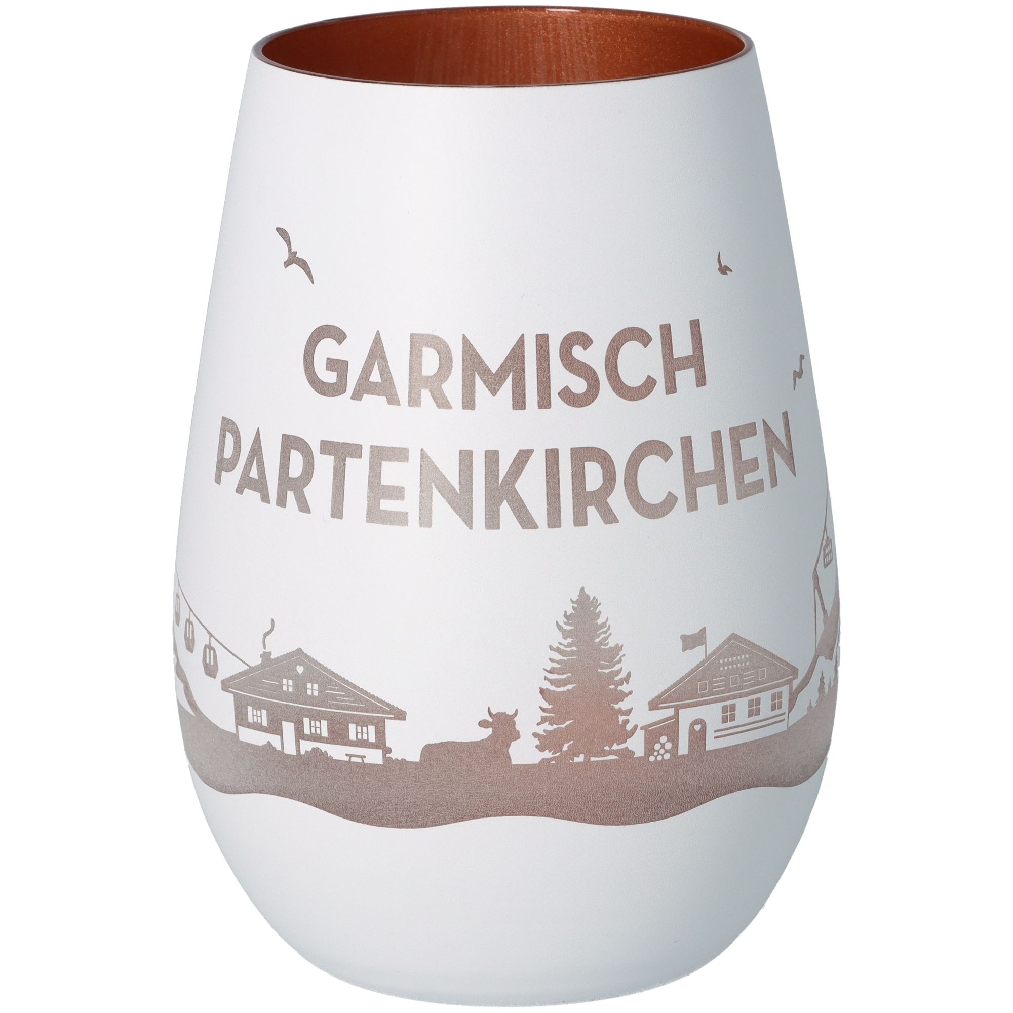 Windlicht Skyline Garmisch-Partenkirchen Weiß/Bronze Töpferei, Krug, Vase