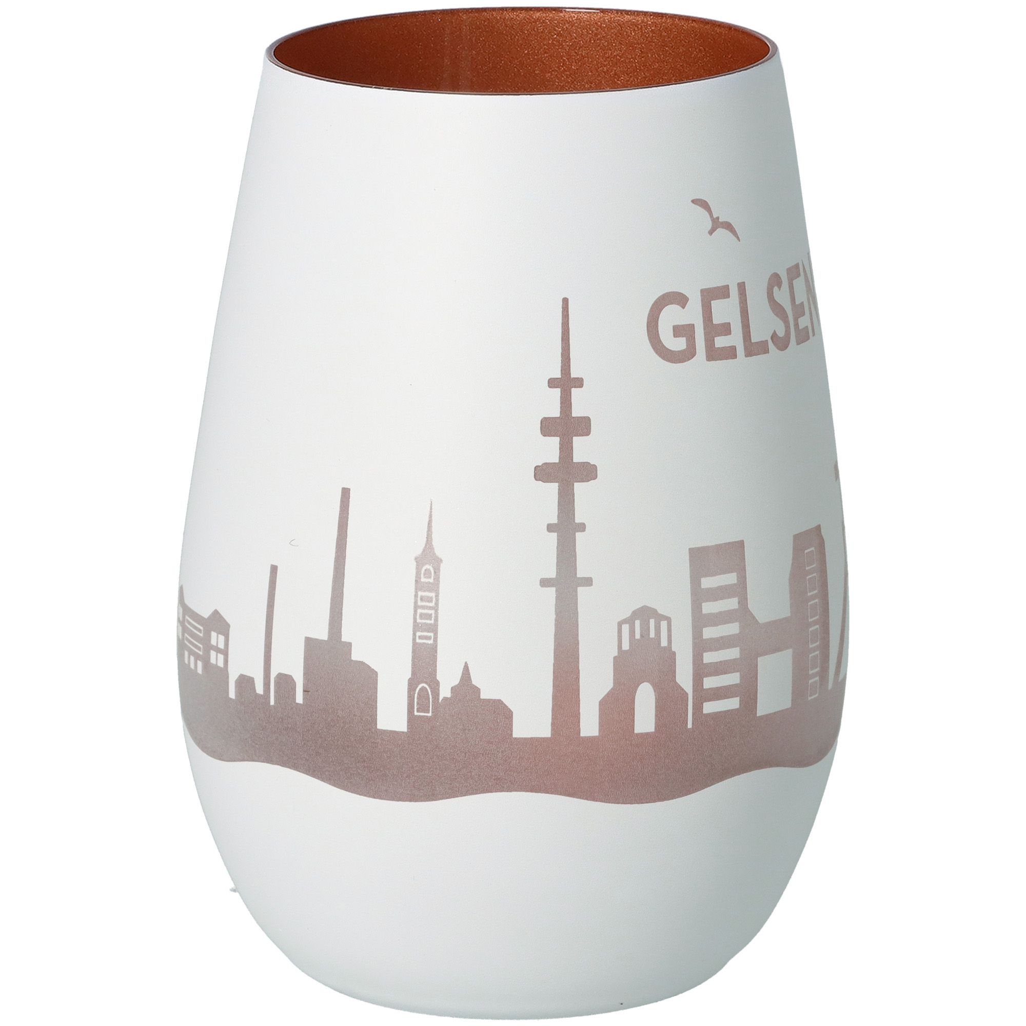 Windlicht Skyline Gelsenkirchen Weiß/Bronze Windlicht Skyline Gelsenkirchen Weiß/Bronze