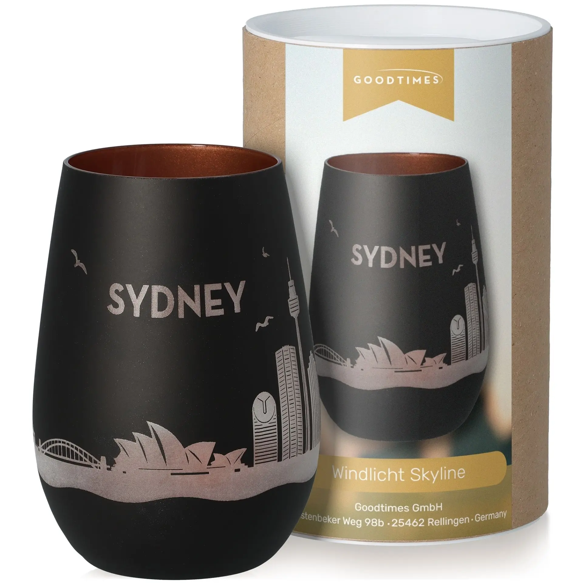 Windlicht Skyline Sydney Schwarz/Bronze