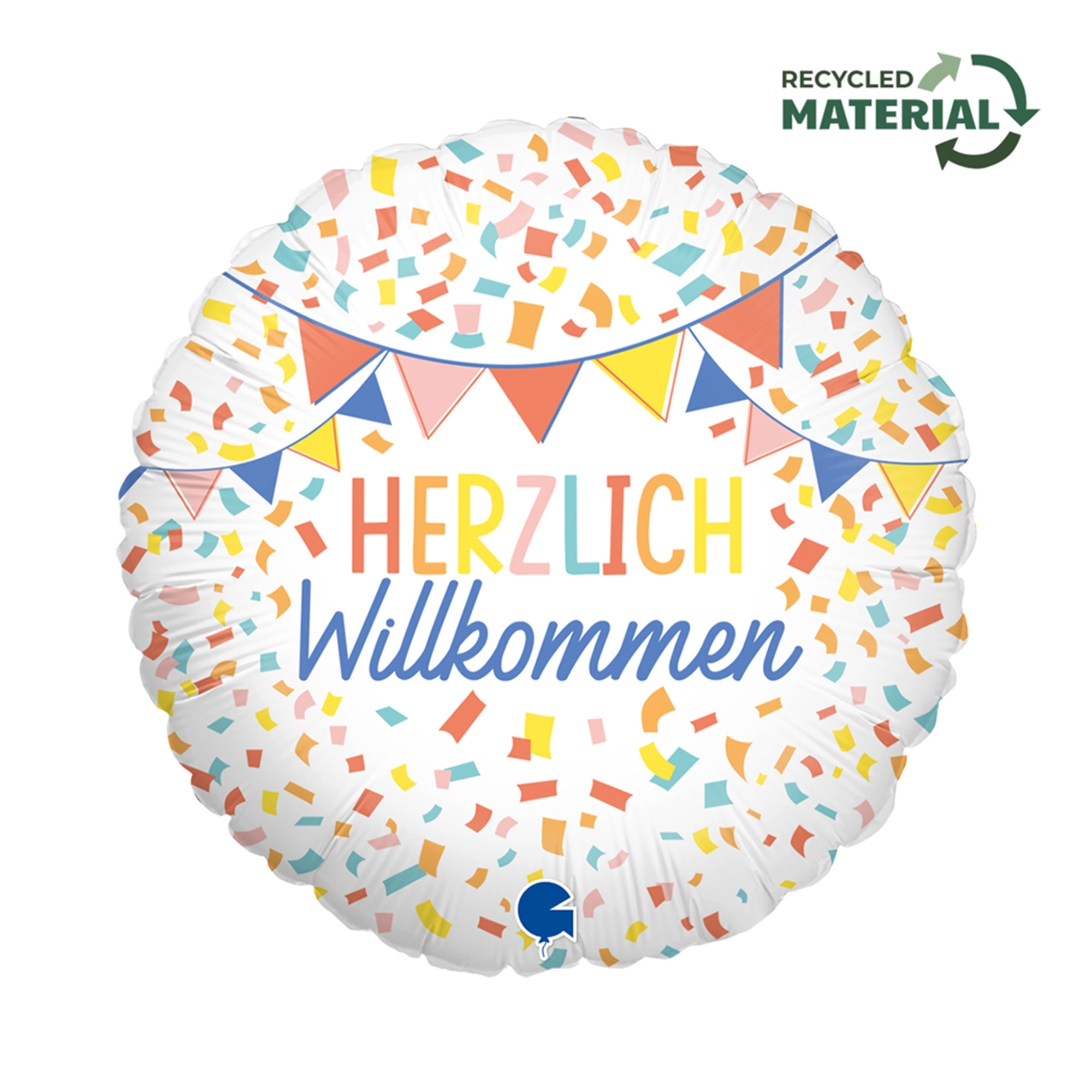Folienballon "Herzlich Willkommen" 45cm Windel, Papier, Geburtstagstorte, Nachtisch, Essen