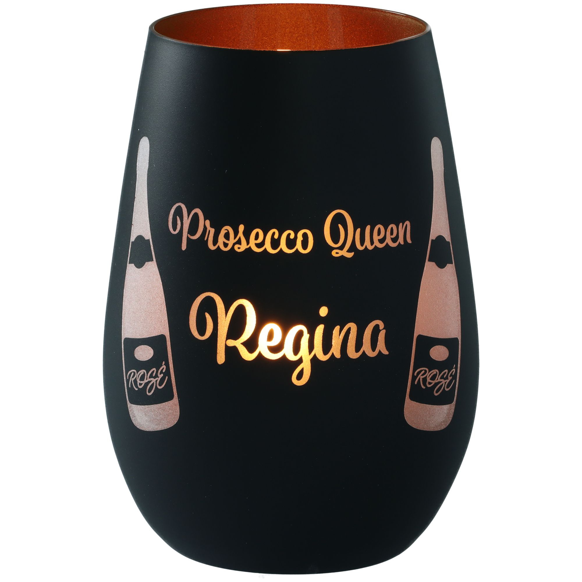 Windlicht Prosecco Queen "Name" Schwarz/Bronze Windlicht Prosecco Queen "Name" Schwarz/Bronze