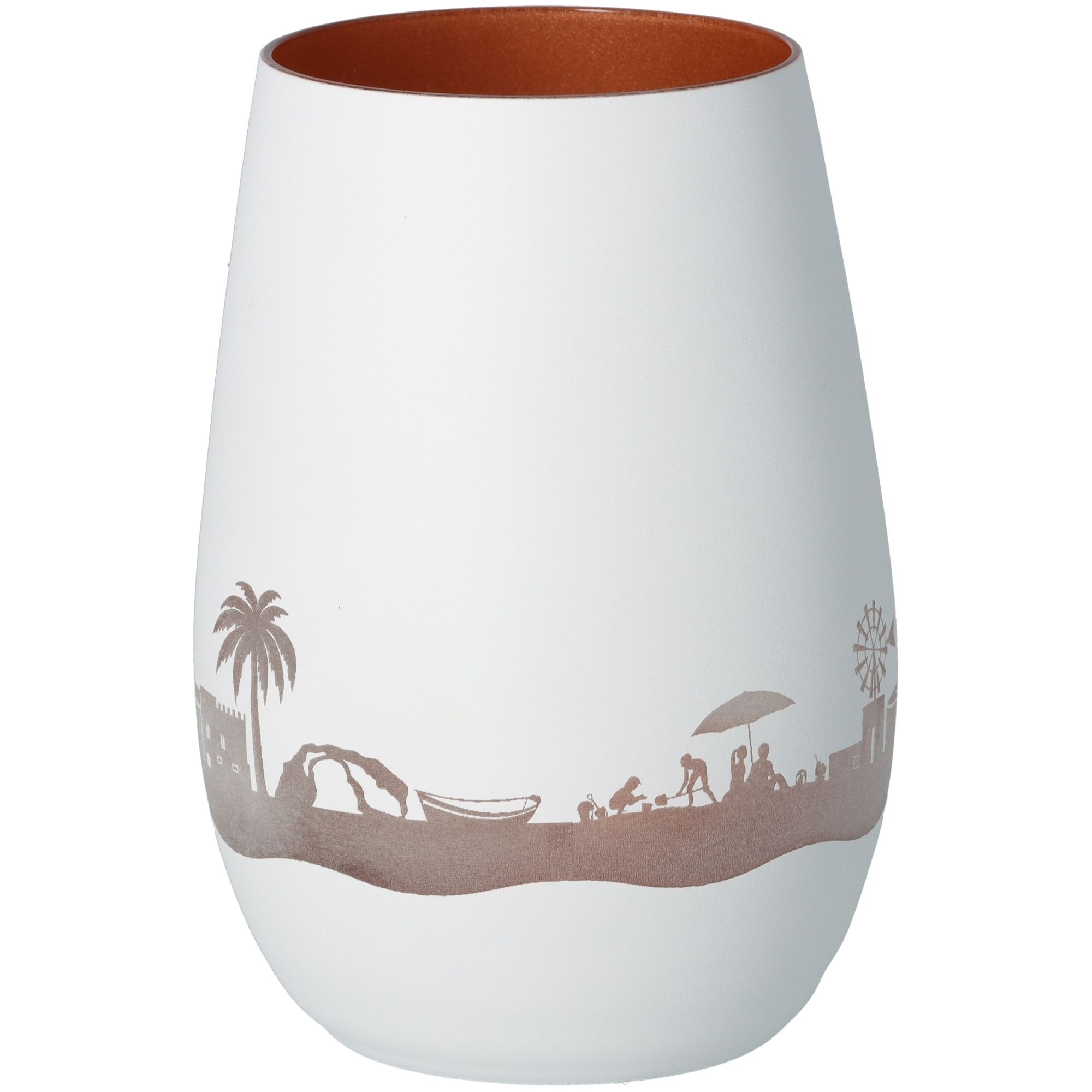 Windlicht Skyline Mallorca Weiß/Bronze Töpferei, Krug, Vase, Porzellan, Tasse