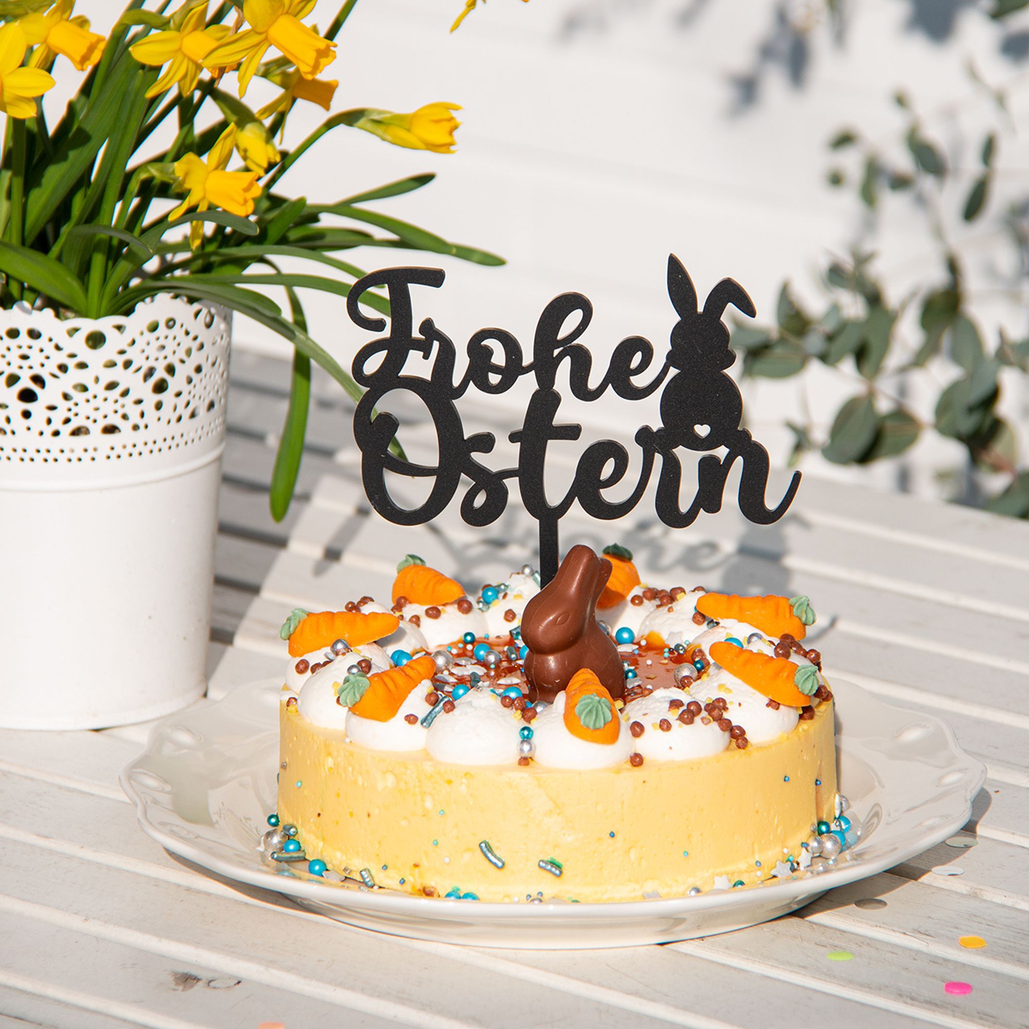 Cake Topper "Frohe Ostern" aus Acryl Cake Topper "Frohe Ostern" aus Acryl