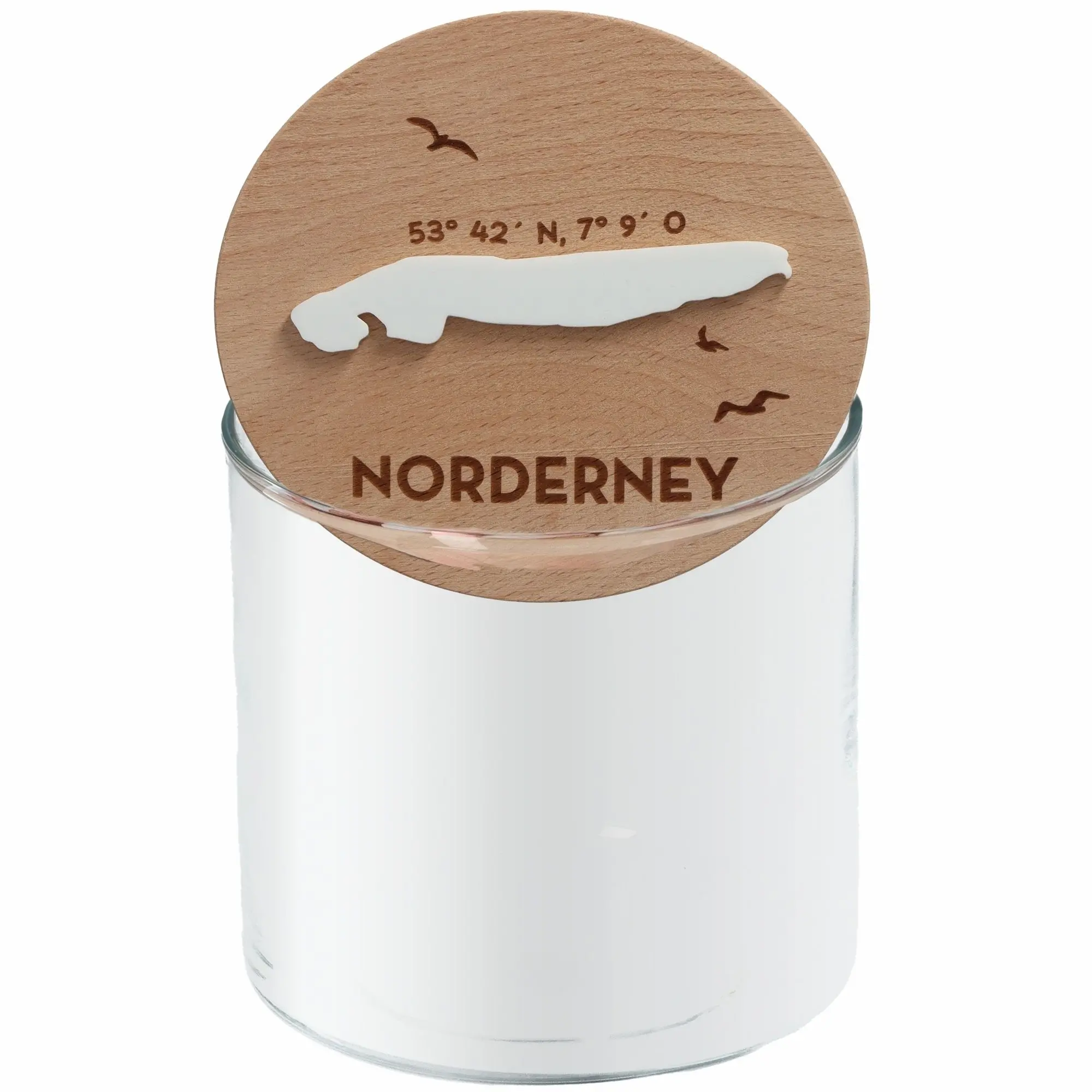 Geschenkglas Skyline "Norderney Silhouette" Weiß 530 ml