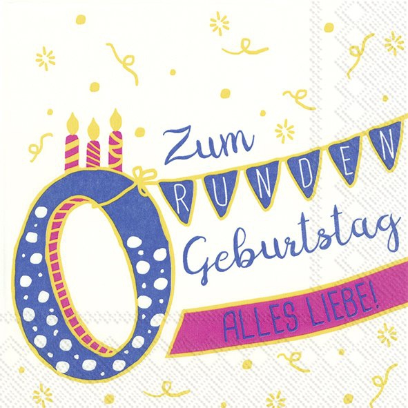 20 Servietten "Zum runden Geburtstag" Blau/Pink 20 Servietten "Zum runden Geburtstag" Blau/Pink