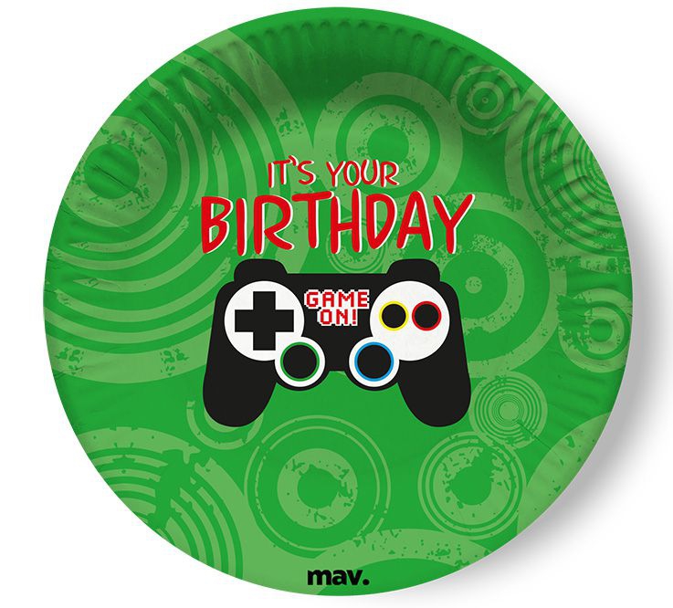 Pappteller klein "It's your Birthday" Game Controller, 8 Stück Pappteller klein "It's your Birthday" Game Controller, 8 Stück