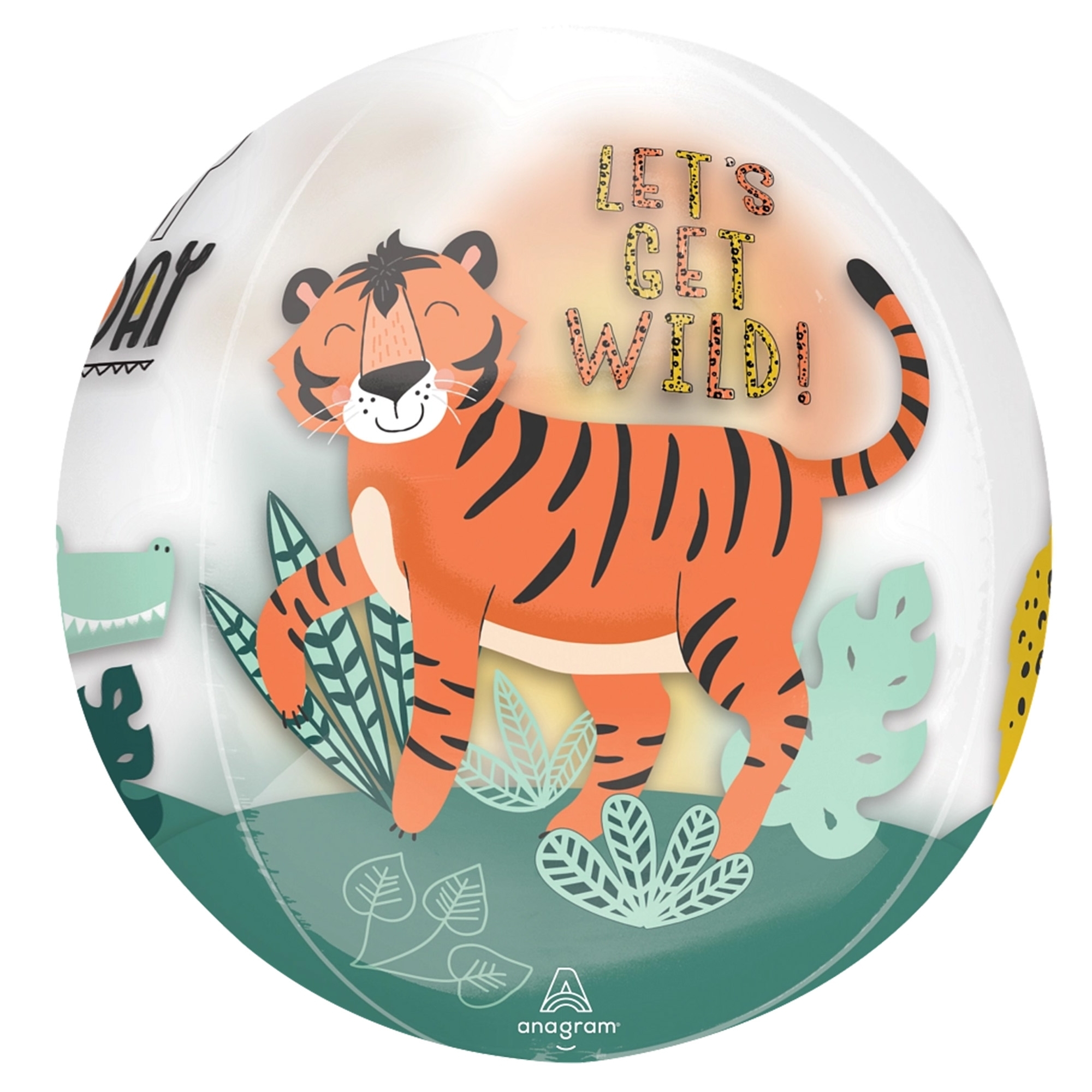 Folienballon Orbz "Get Wild Birthday" 40cm Fußball, Sport, Bär, Tierwelt
