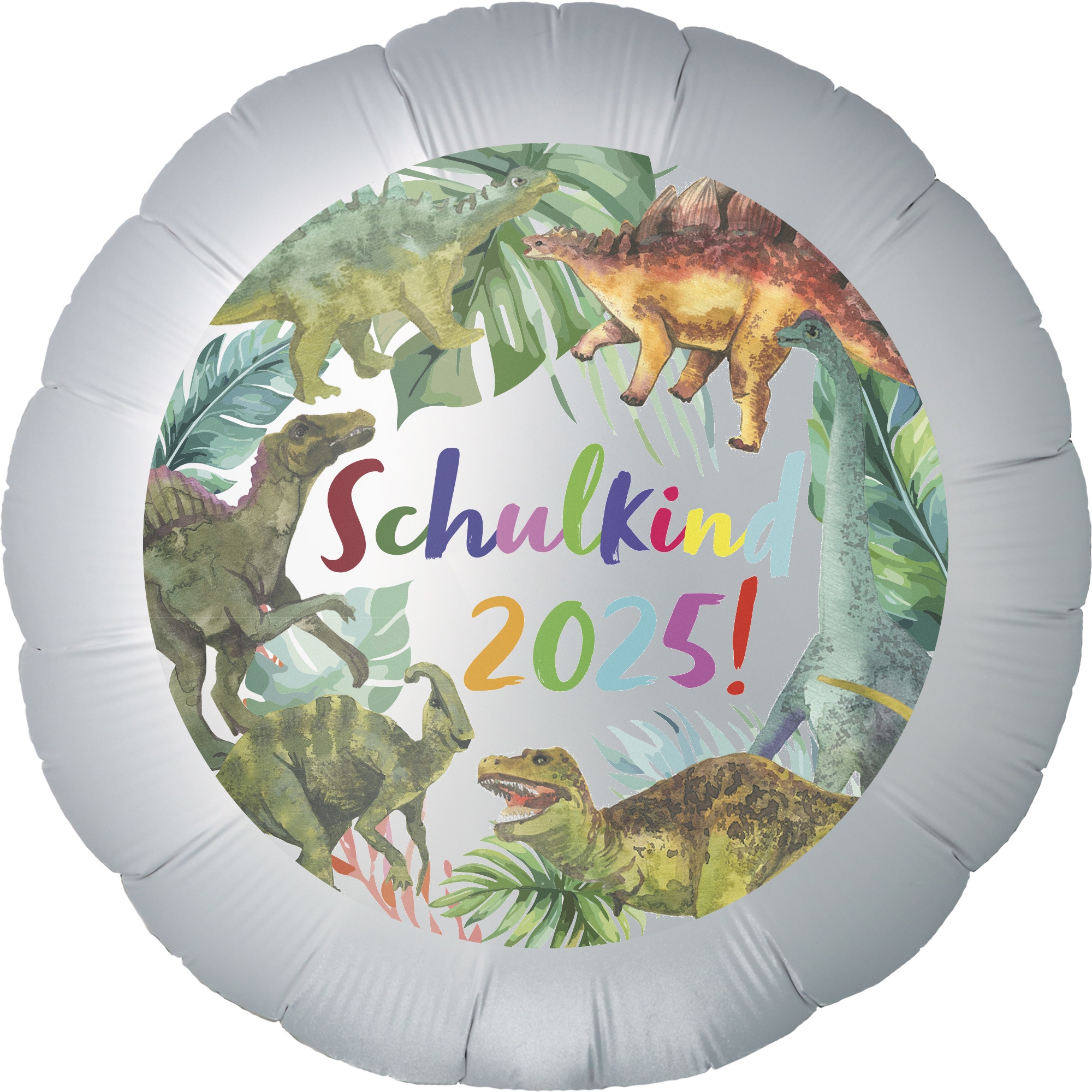 Folienballon Rund "Schulkind 2025" 45cm Tier, Dinosaurier, Reptil, Echse