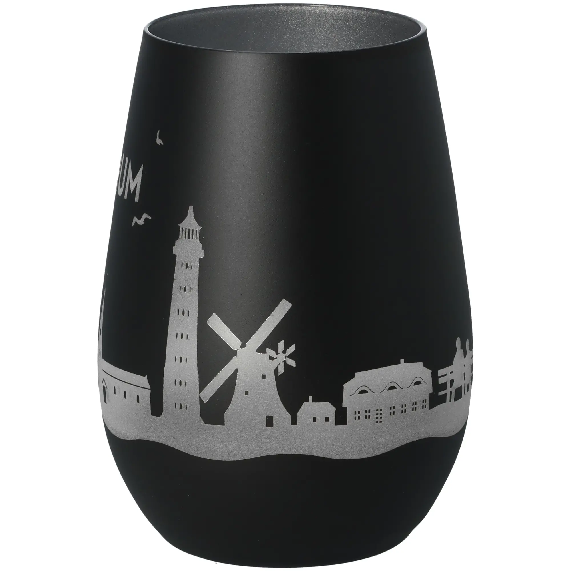 Windlicht Skyline Amrum Schwarz/Silber