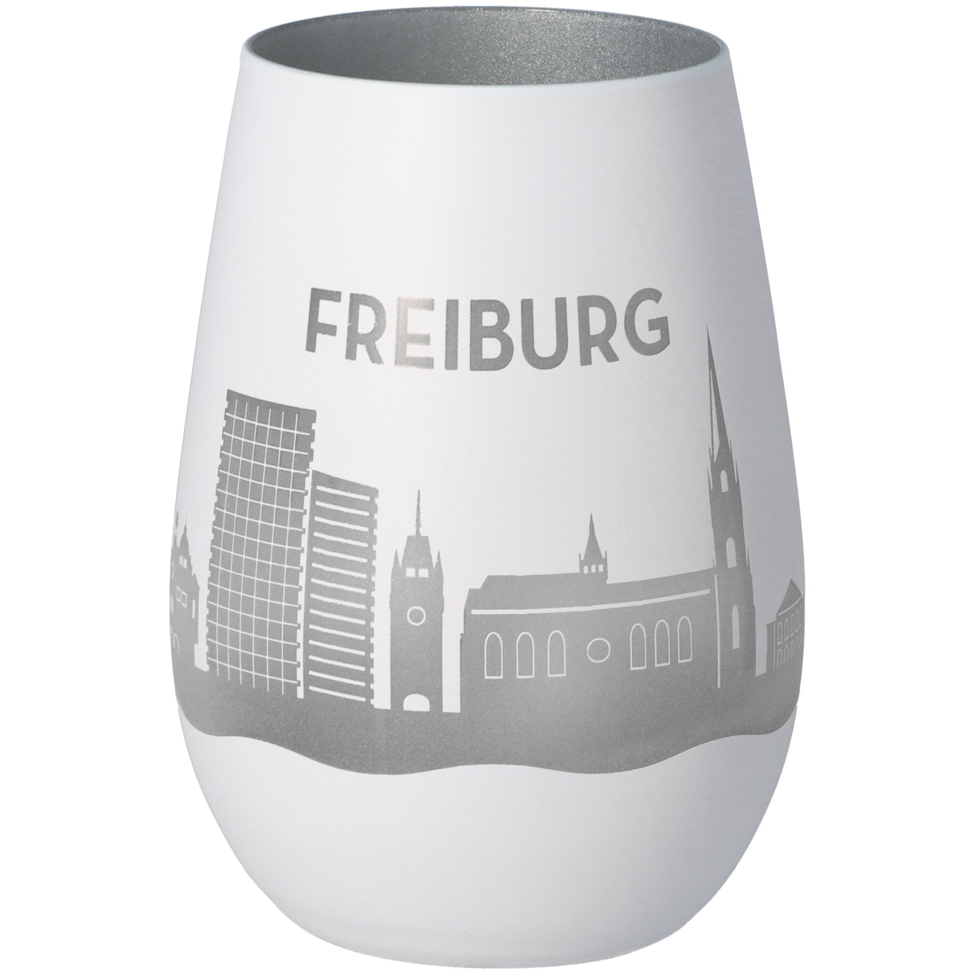 Windlicht Skyline Freiburg Weiß/Silber Windlicht Skyline Freiburg Weiß/Silber