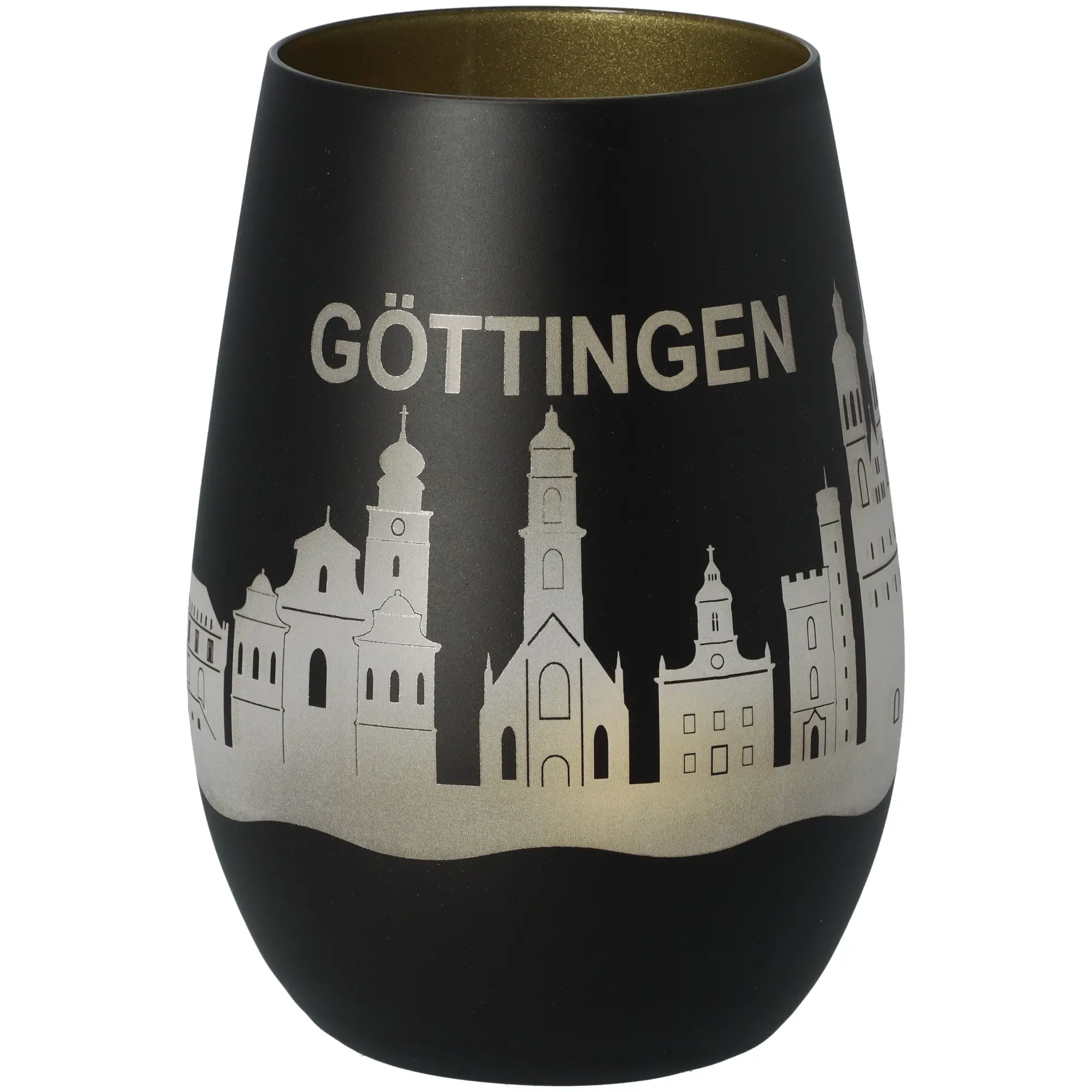 Windlicht Skyline Göttingen Schwarz/Gold