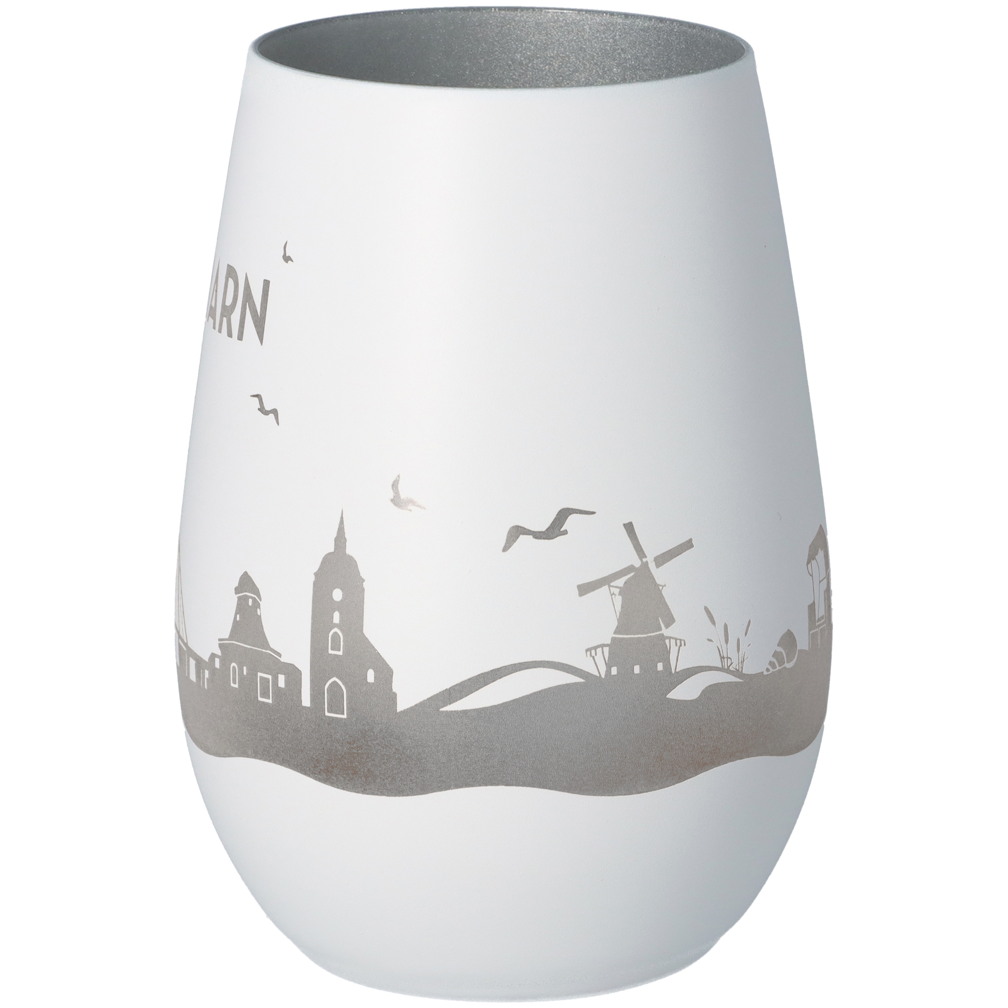 Windlicht Skyline Fehmarn Weiß/Silber Windlicht Skyline Fehmarn Weiß/Silber