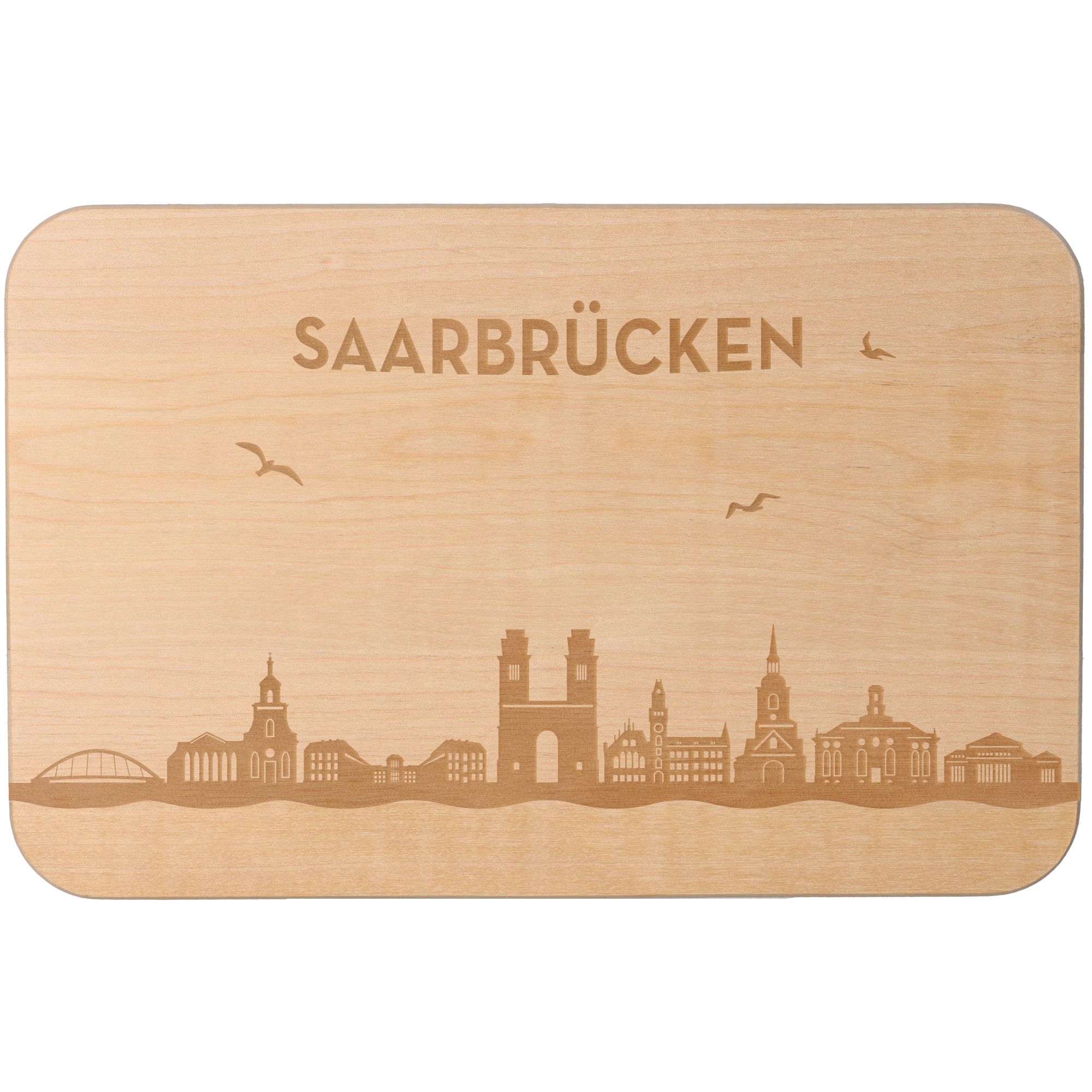 Frühstücksbrett Skyline Saarbrücken 23cm x 15cm x 1cm