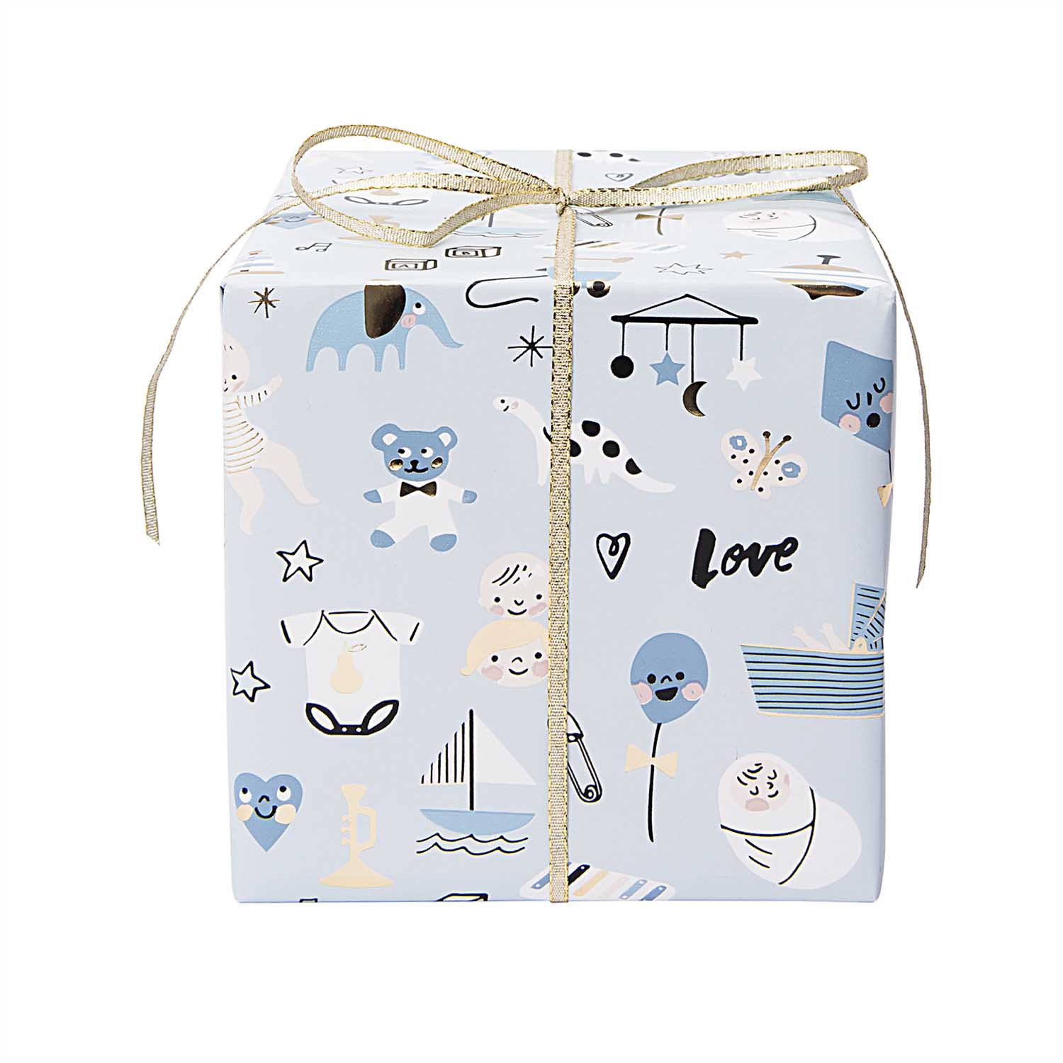 Geschenkpapier auf Rolle, "Baby"- Blau 2m Geschenkpapier auf Rolle, "Baby"- Blau 2m