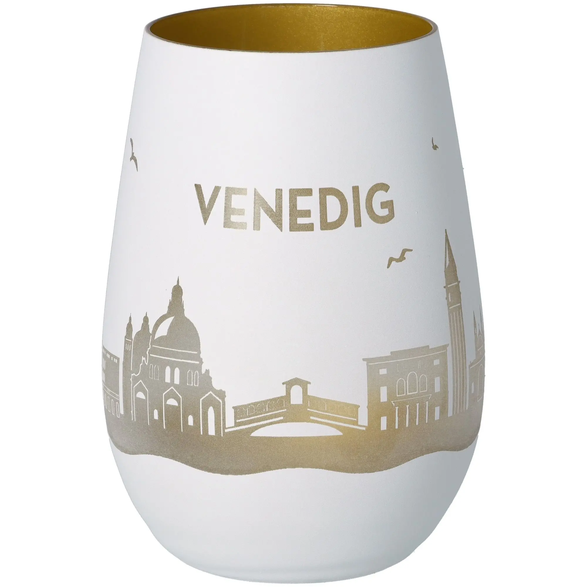 Windlicht Skyline Venedig Weiß/Gold