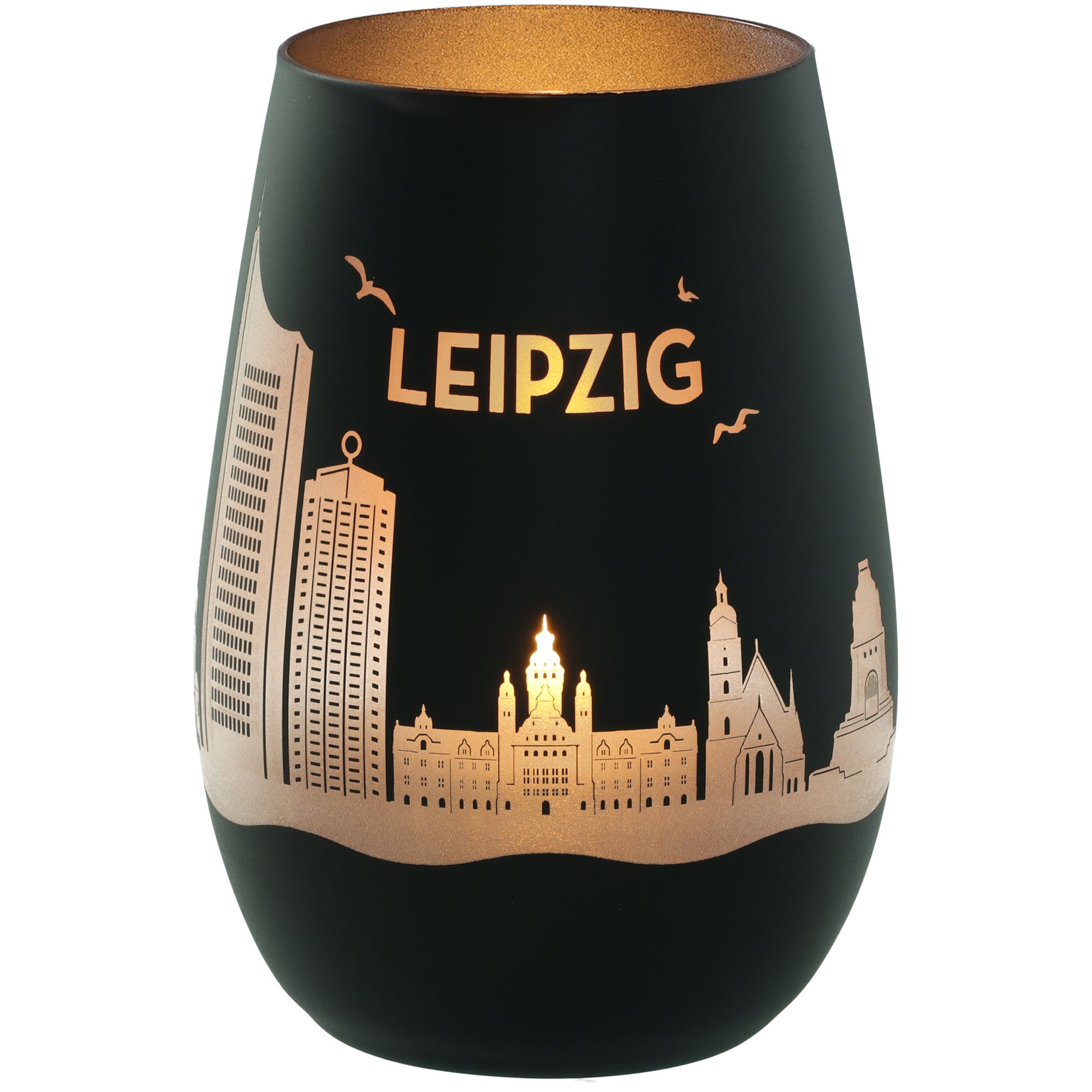 Windlicht Skyline Leipzig Schwarz/Silber Windlicht Skyline Leipzig Schwarz/Silber